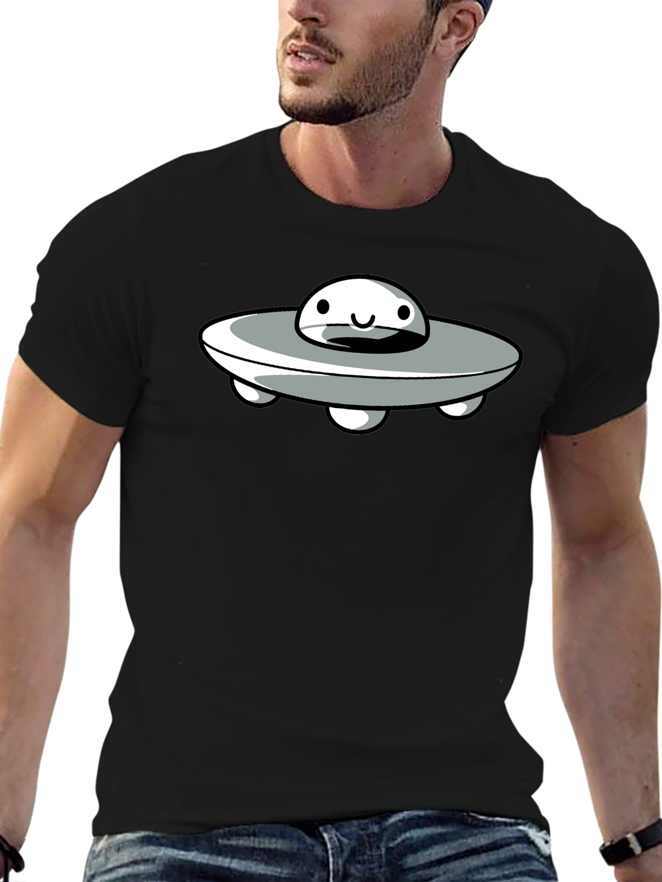 UFO Graphic Tee - Black Cotton Blend