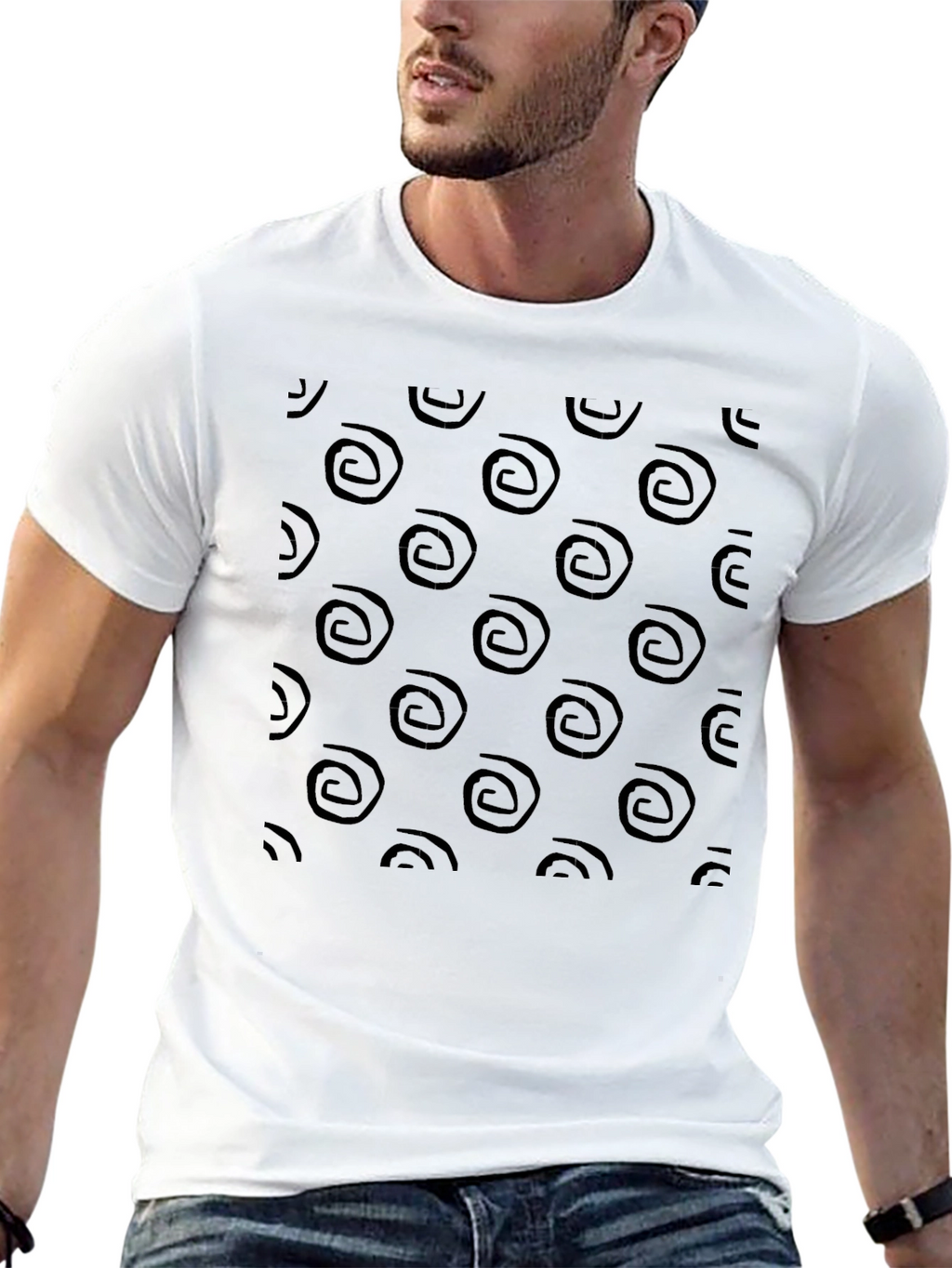 Abstract Swirl Pattern Black T-Shirt