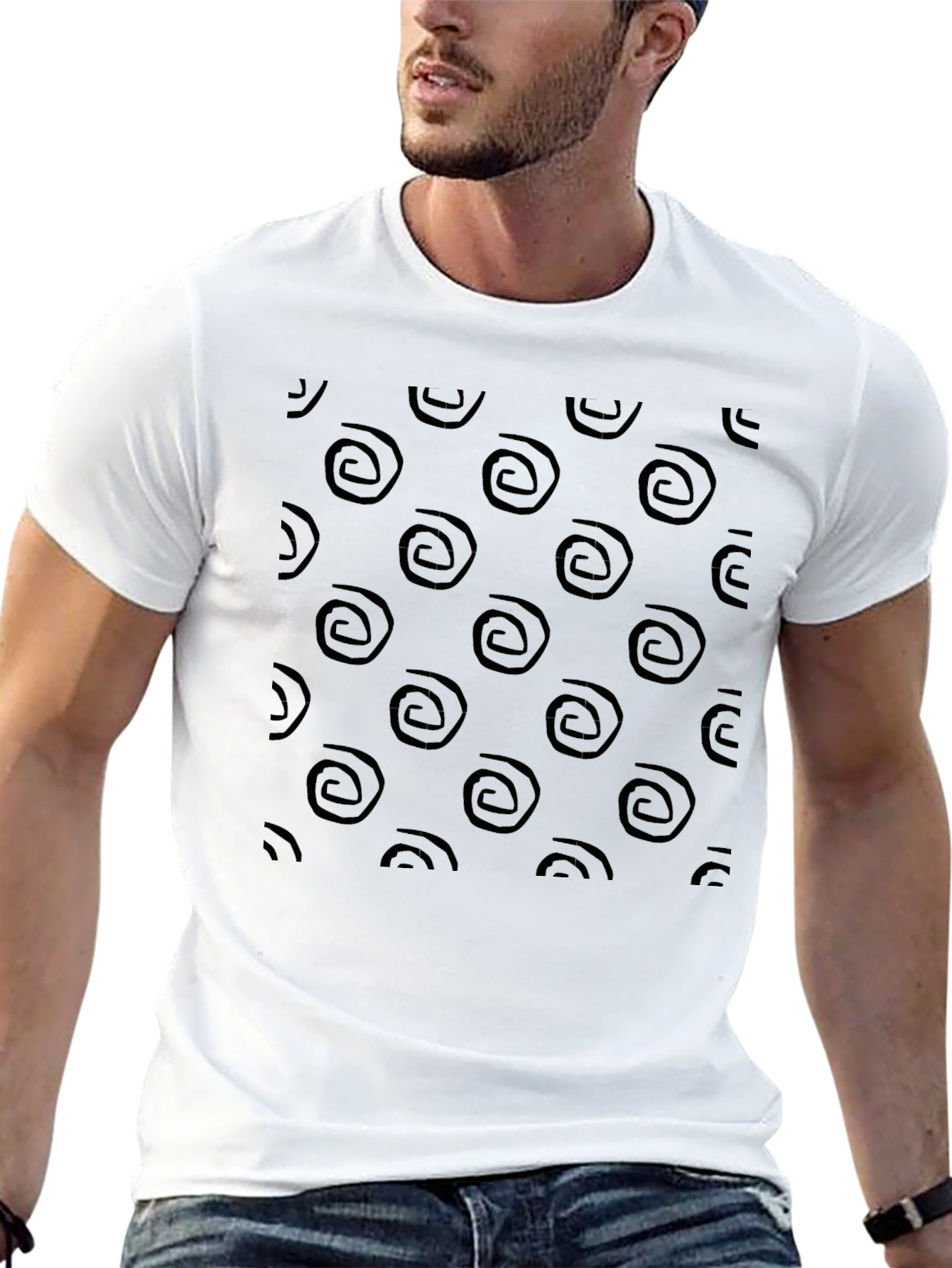 Abstract Swirl Pattern Black T-Shirt