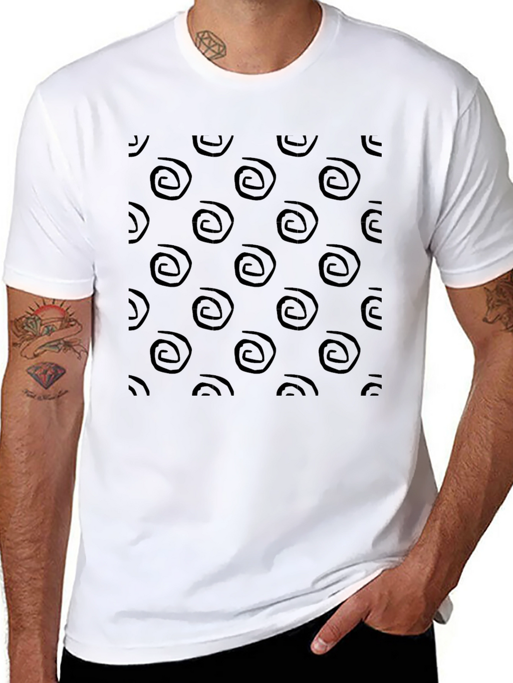 Abstract Swirl Pattern Black T-Shirt