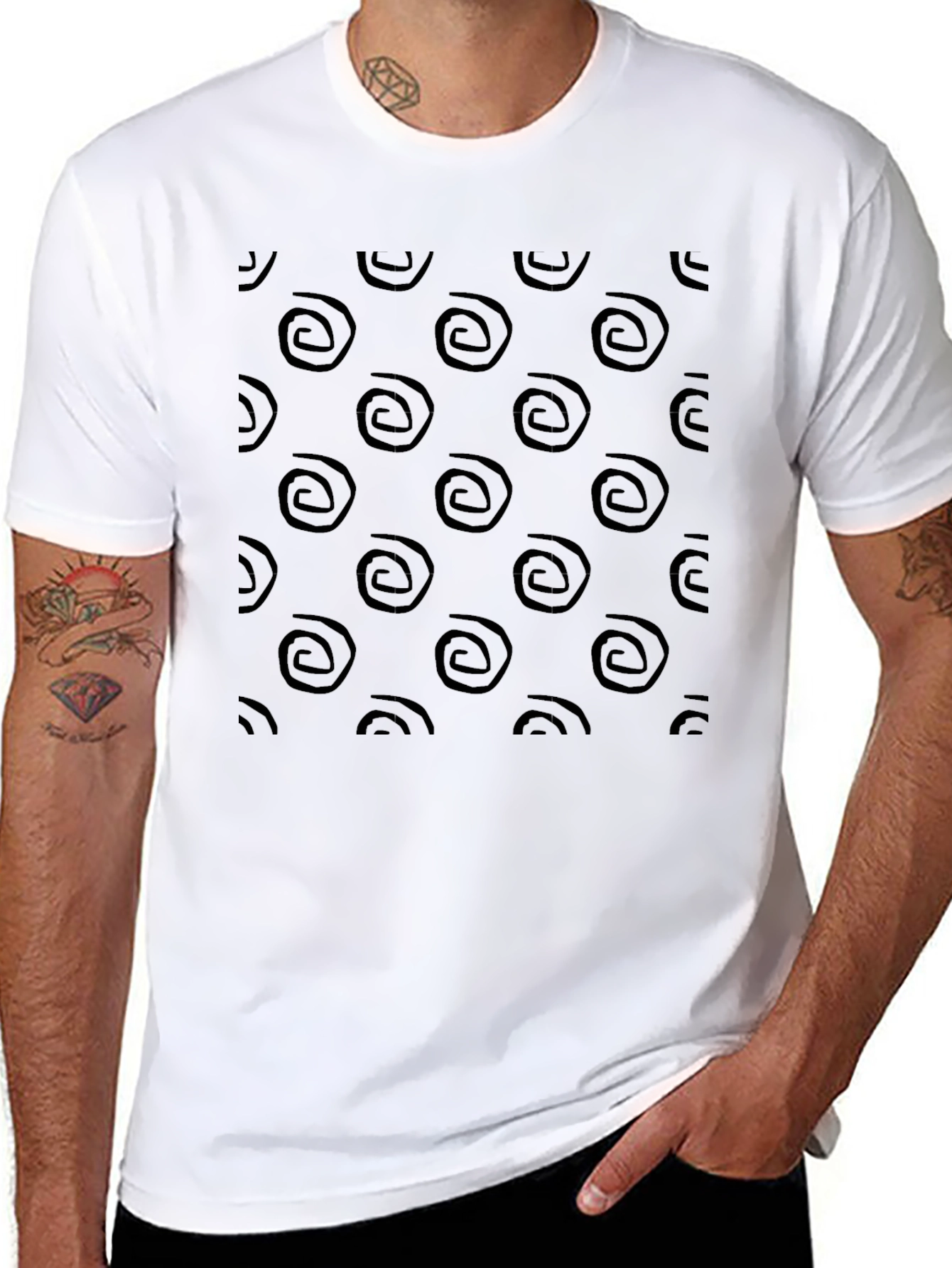 Abstract Swirl Pattern Black T-Shirt