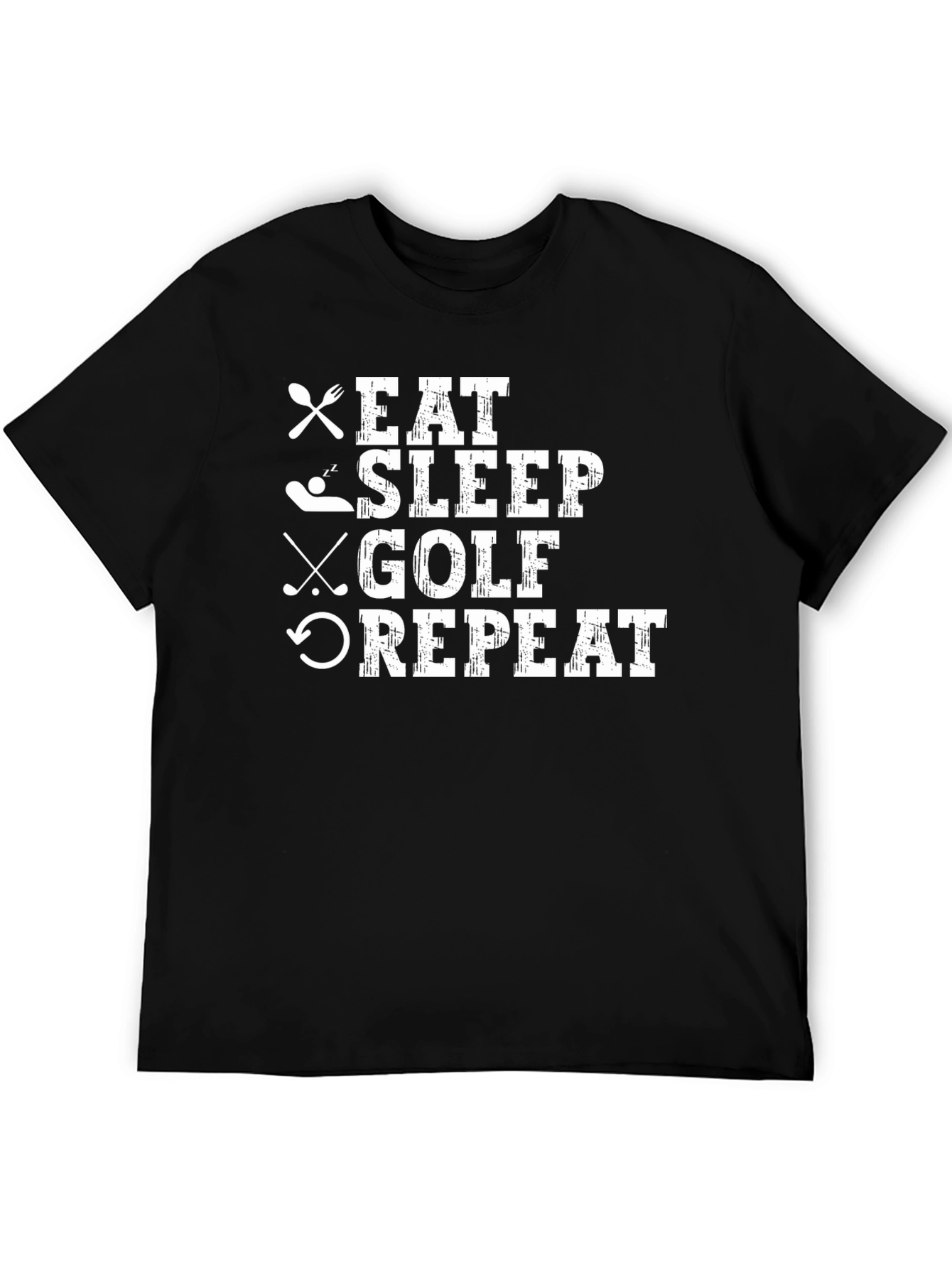Eat Sleep Golf Repeat Black Graphic Tee