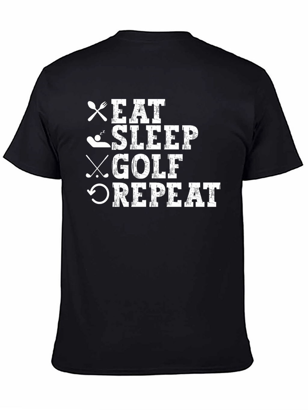Eat Sleep Golf Repeat Black Graphic Tee