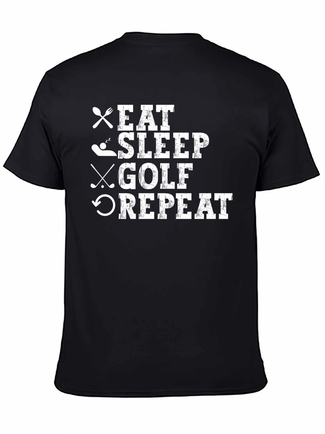 Eat Sleep Golf Repeat Black Graphic Tee
