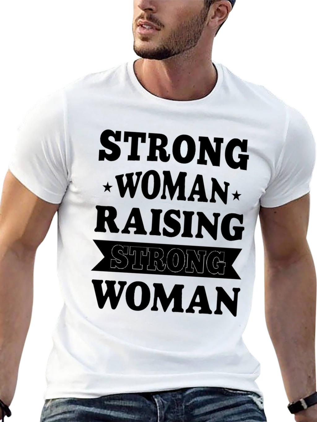 Strong Woman Raising Strong Woman Black Graphic Tee