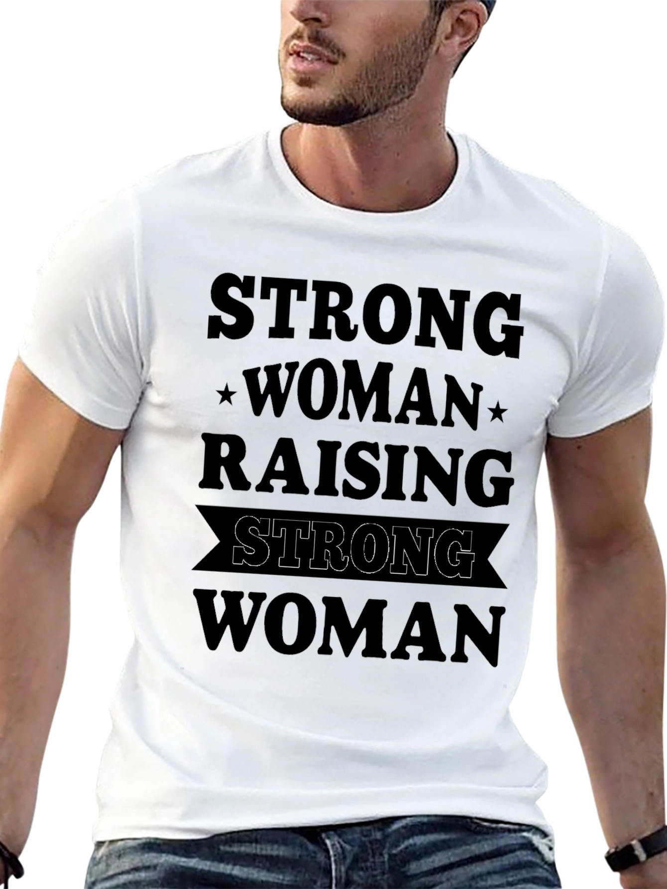 Strong Woman Raising Strong Woman Black Graphic Tee