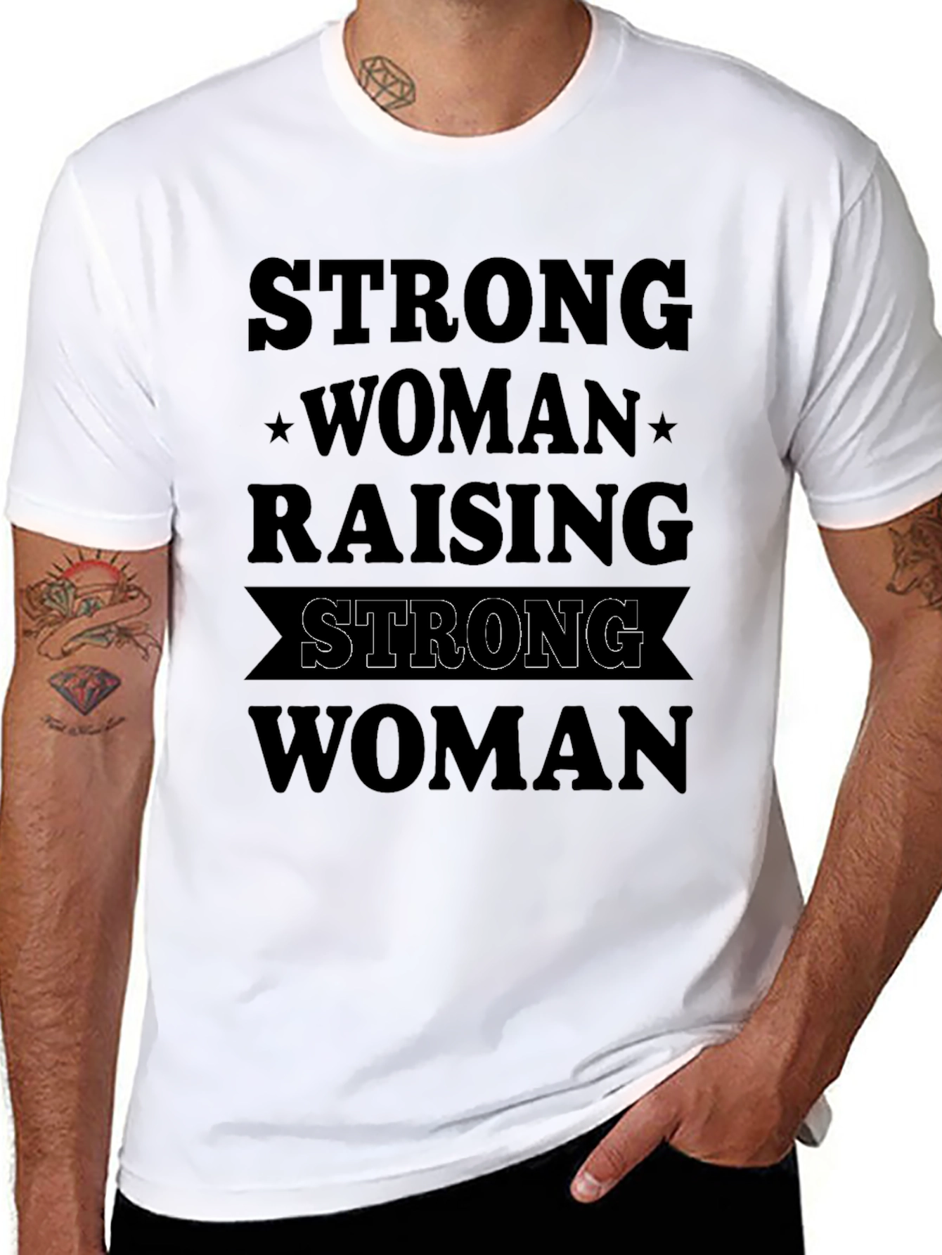Strong Woman Raising Strong Woman Black Graphic Tee