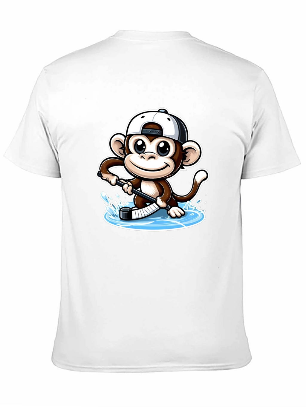 Monkey Hockey Player Black T-Shirt
