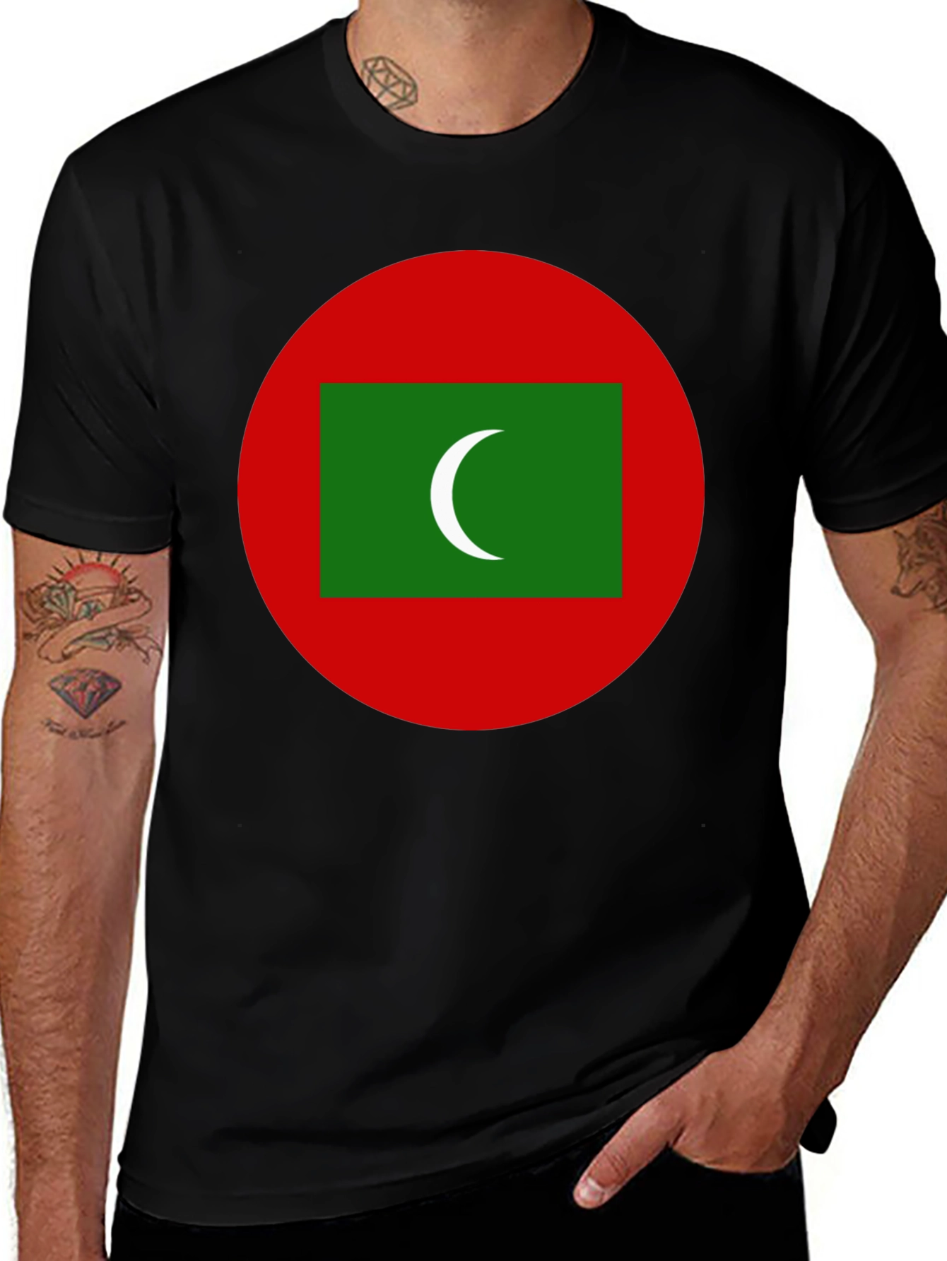 Maldives Flag T-Shirt - Black Cotton Tee