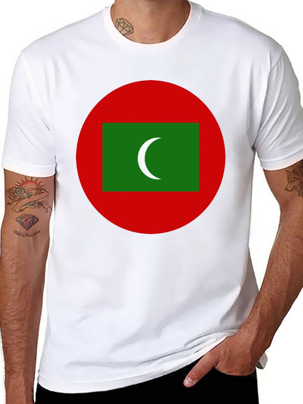Maldives Flag T-Shirt - Black Cotton Tee