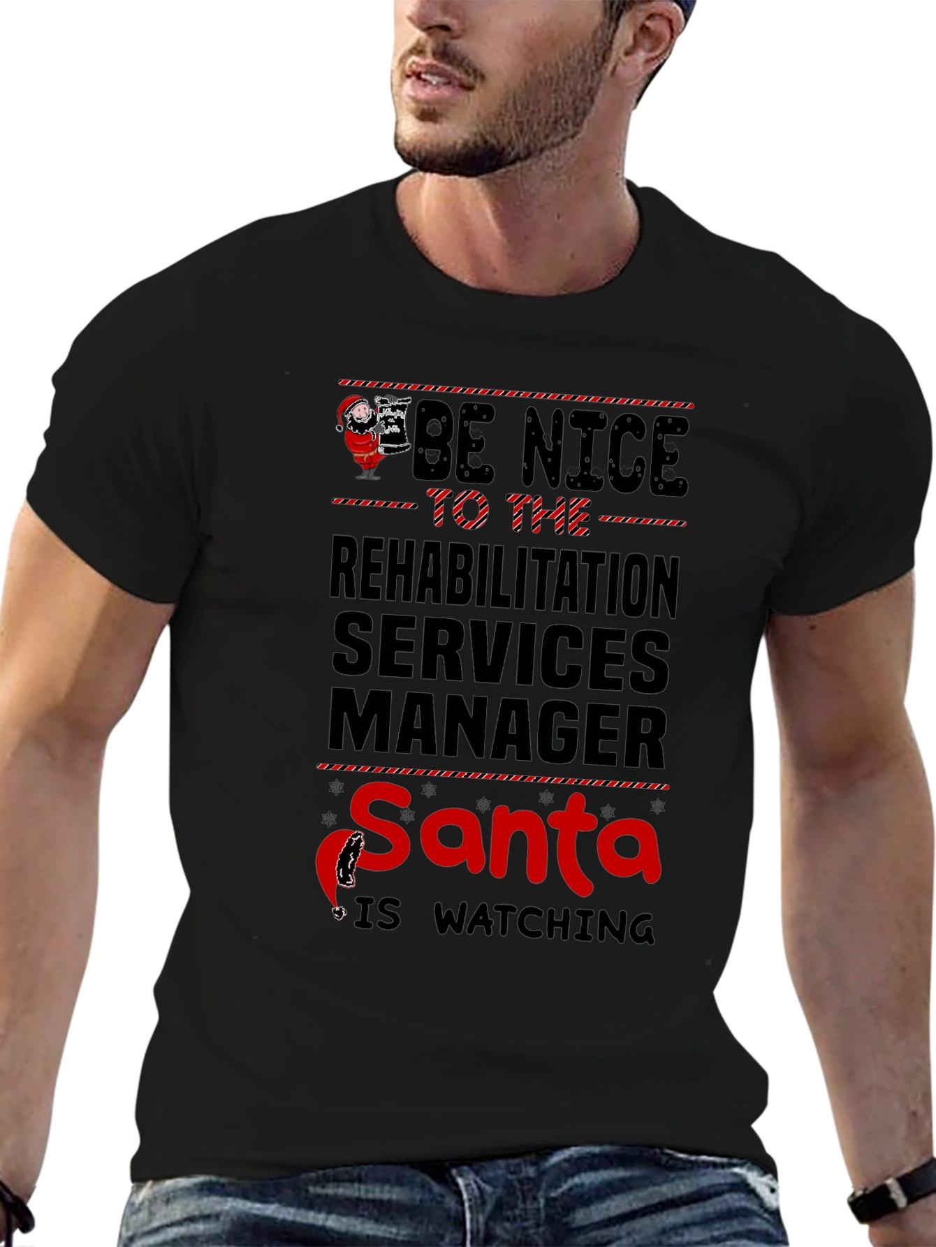 Rehabilitation Services Manager Santa Watching T-Shirt