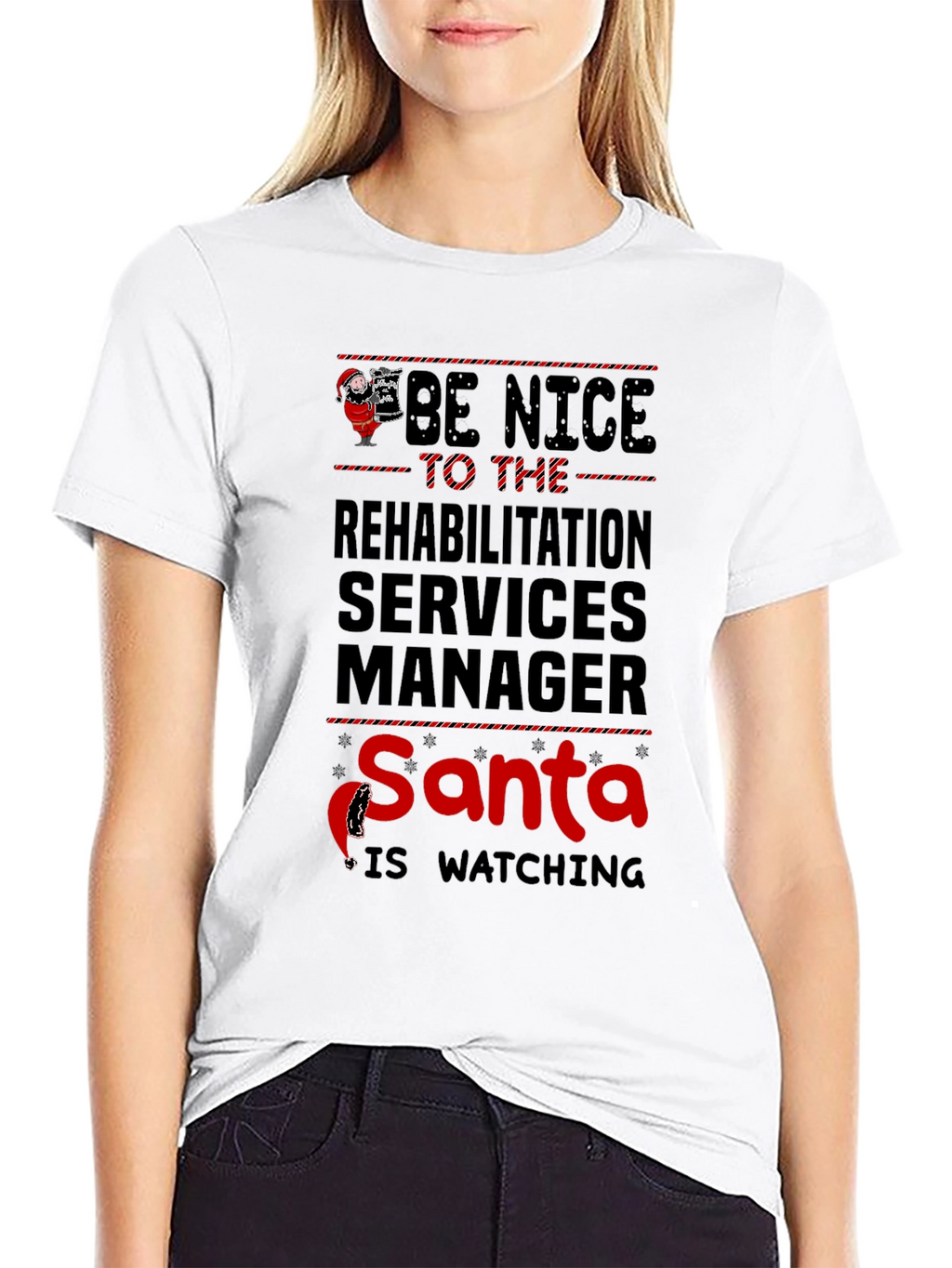 Rehabilitation Services Manager Santa Watching T-Shirt