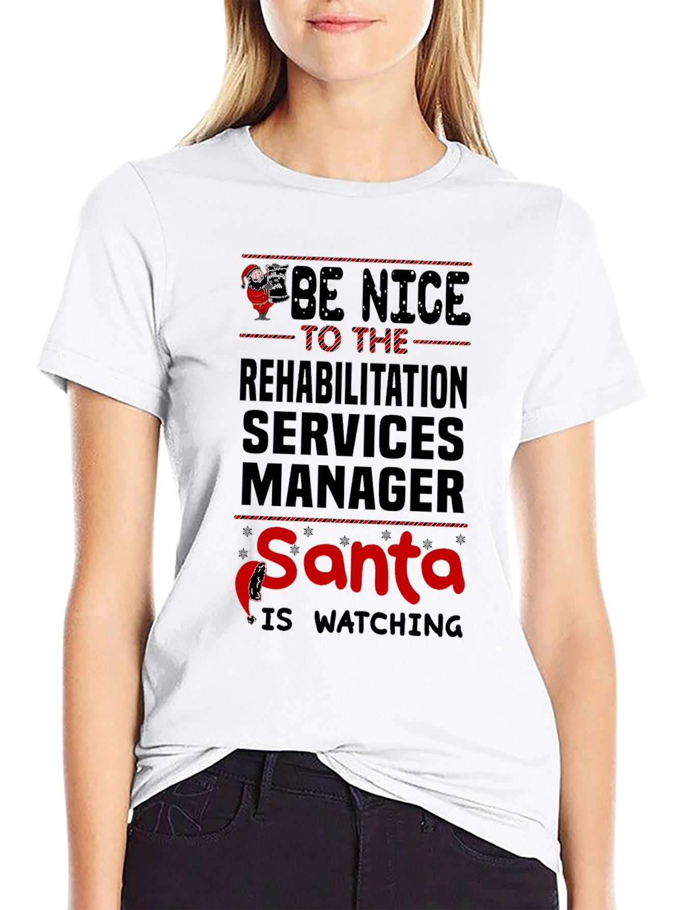 Rehabilitation Services Manager Santa Watching T-Shirt