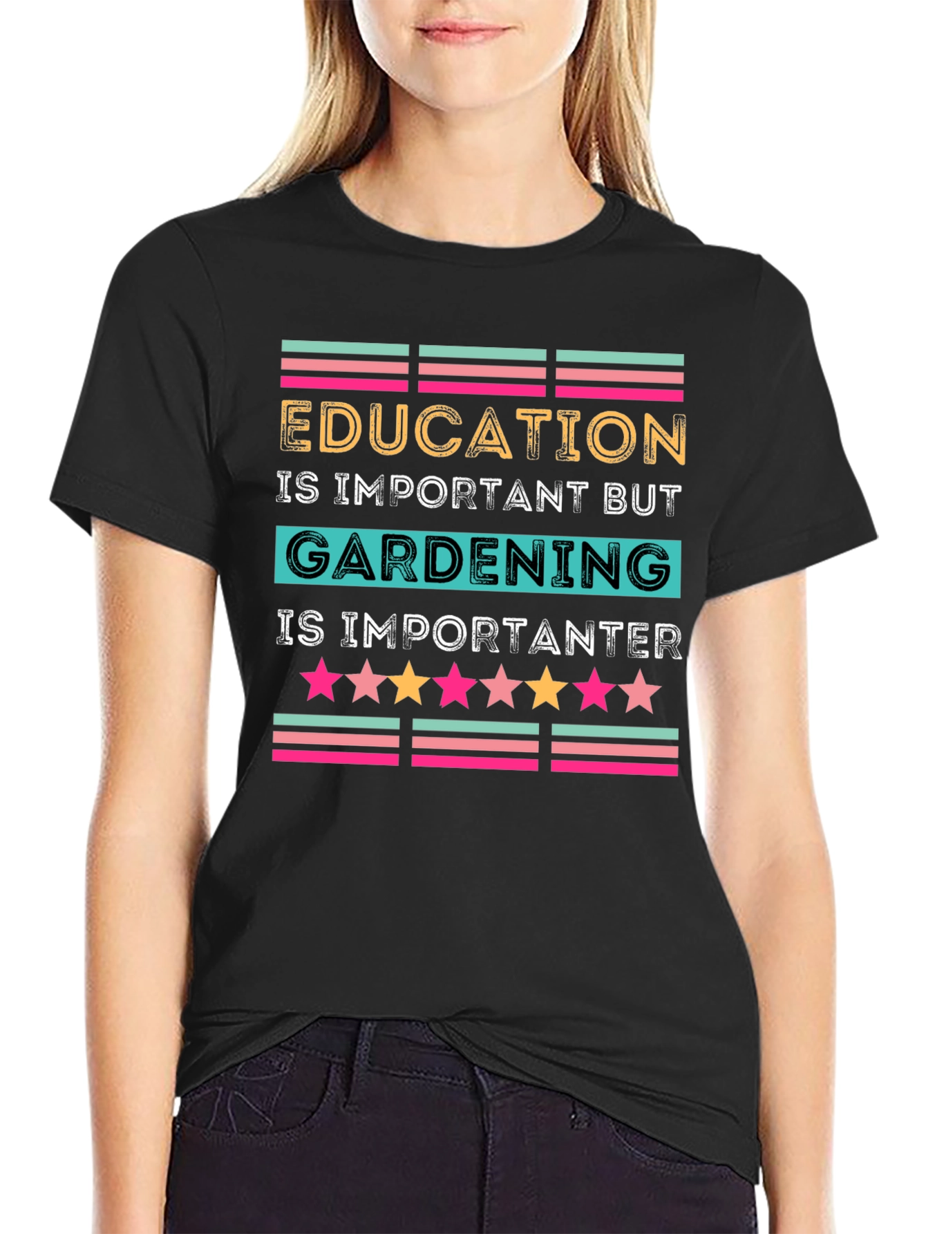 Education vs. Gardening Graphic Tee