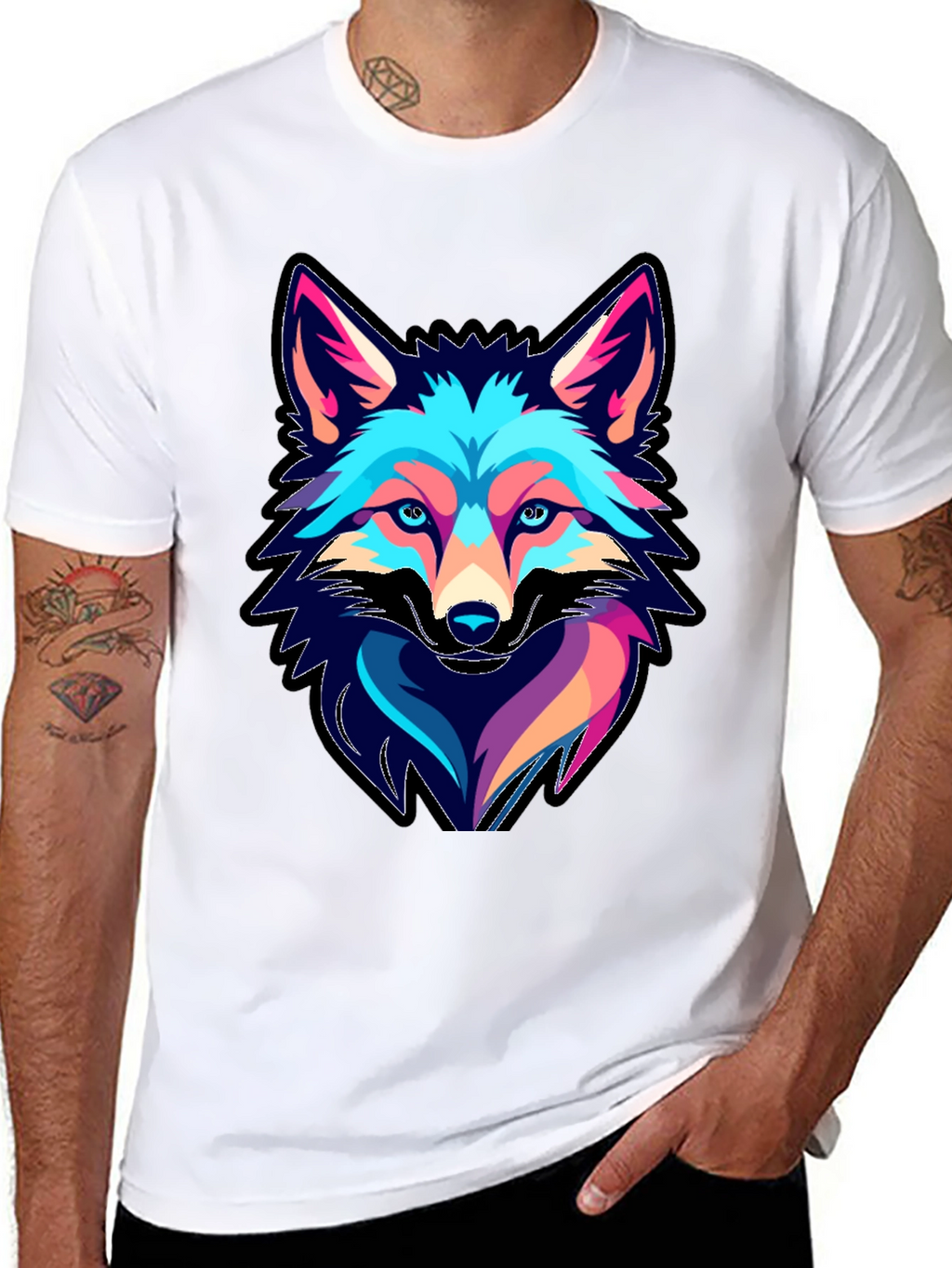Cool Fox Graphic Print Black T-Shirt