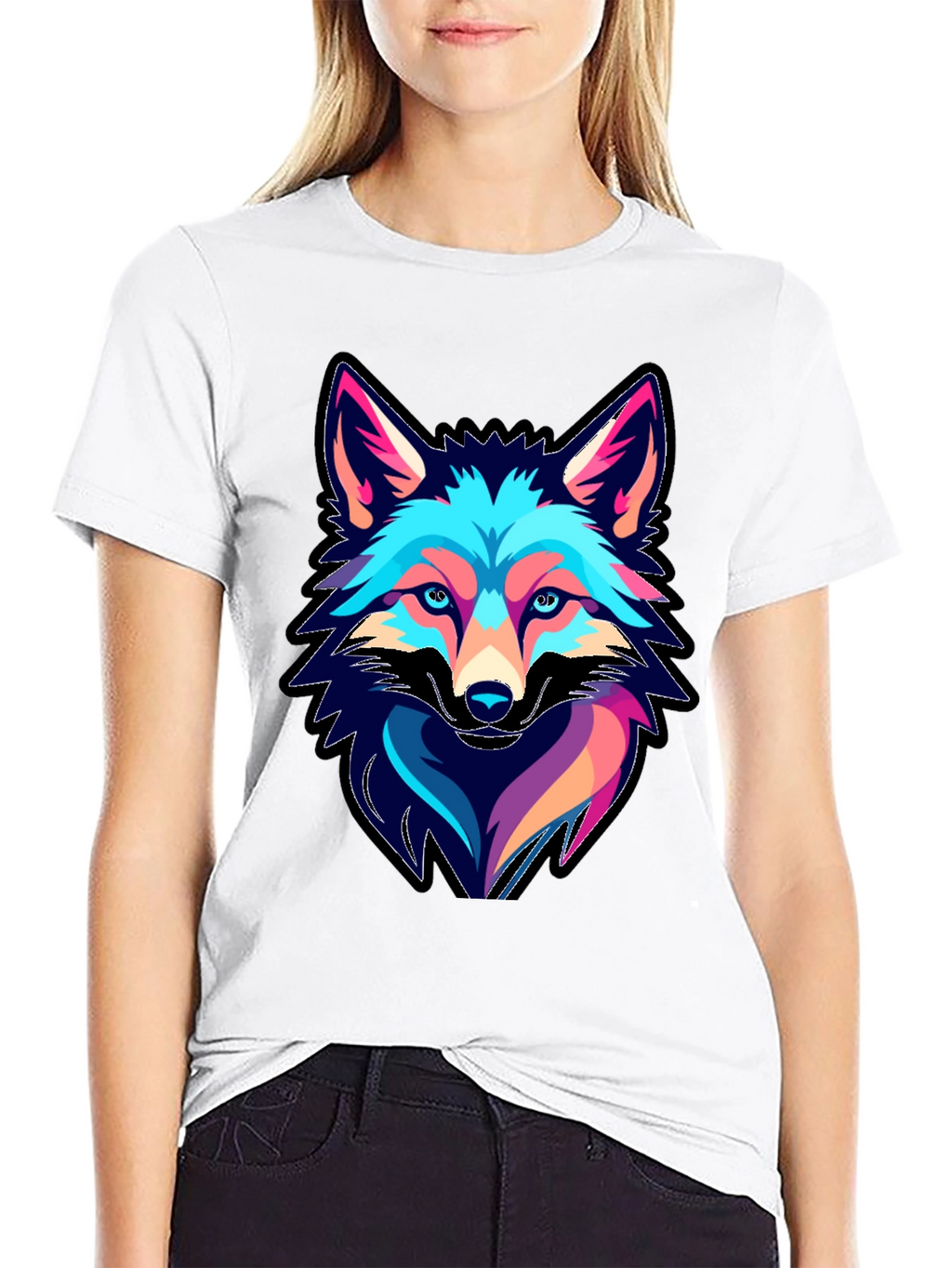 Cool Fox Graphic Print Black T-Shirt
