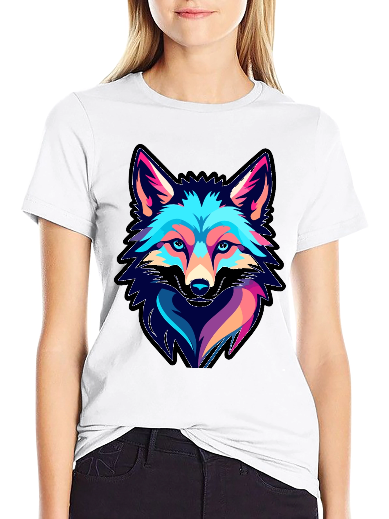 Cool Fox Graphic Print Black T-Shirt