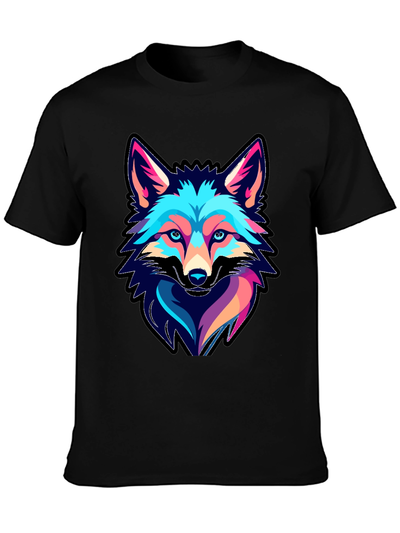 Cool Fox Graphic Print Black T-Shirt