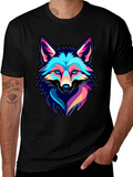 Cool Fox Graphic Print Black T-Shirt