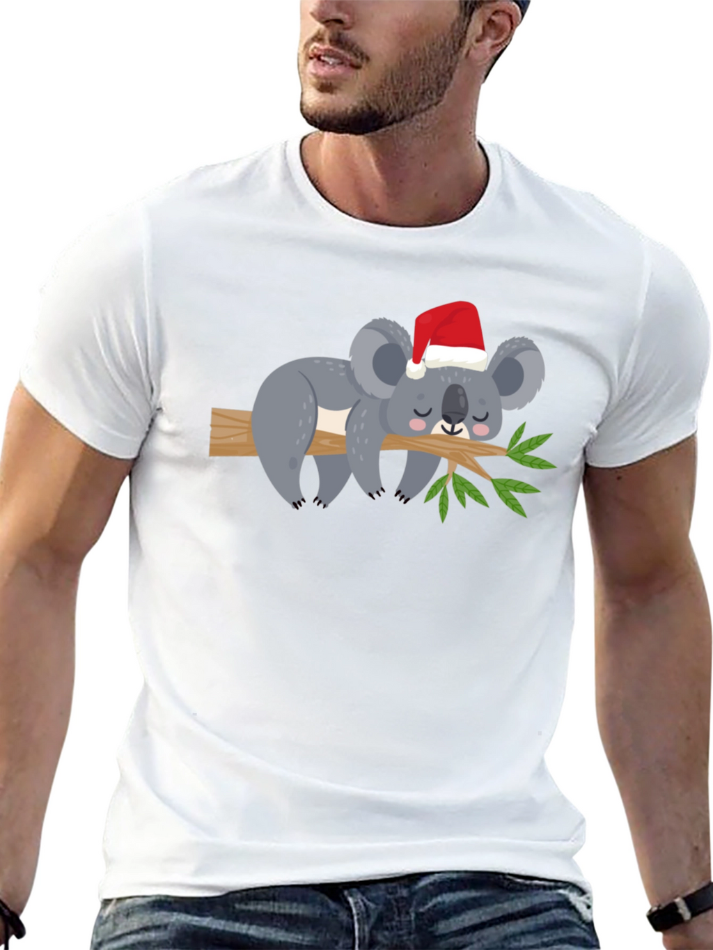 Koala in Santa Hat Graphic Tee - Holiday Cheer