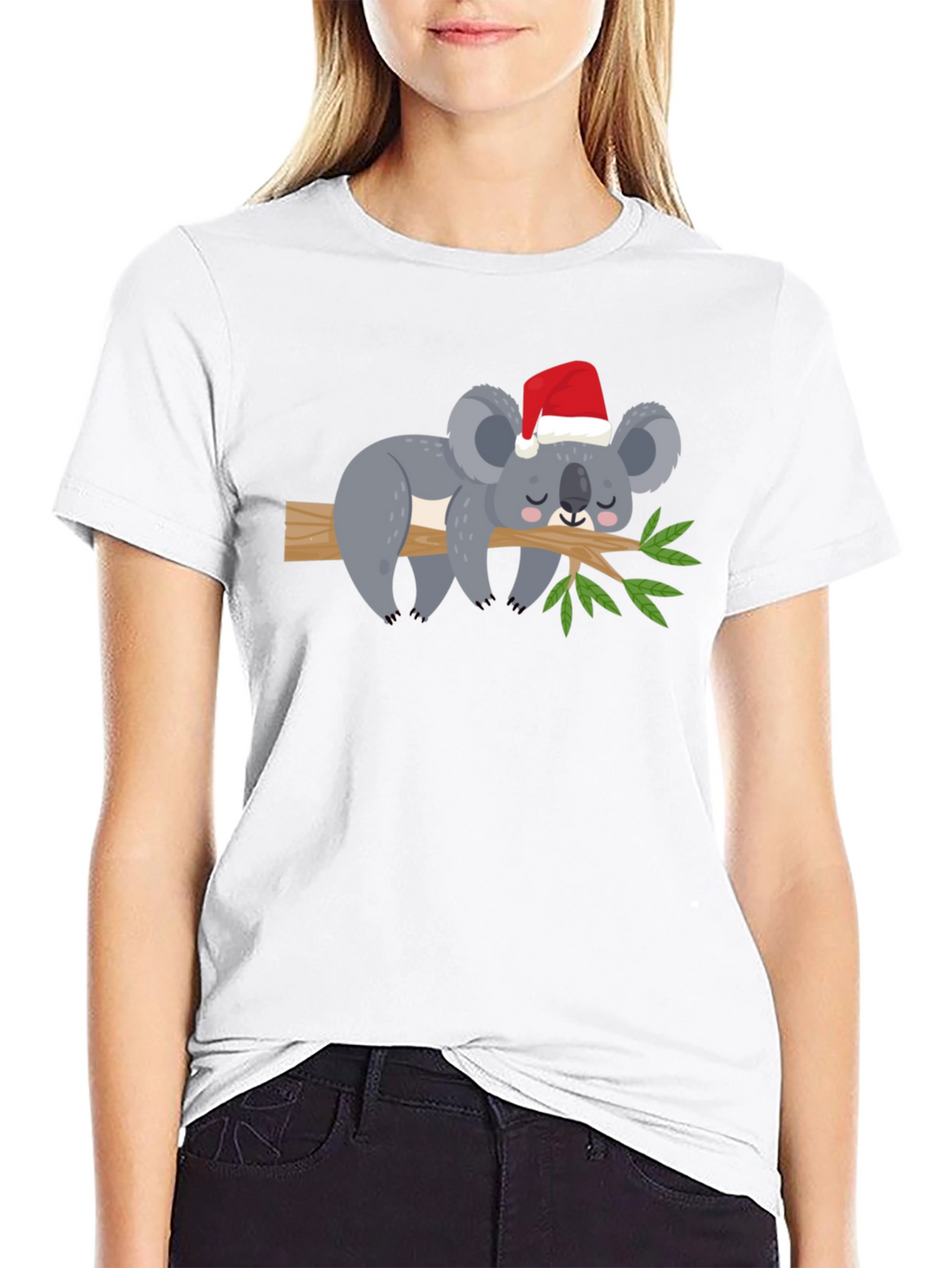 Koala in Santa Hat Graphic Tee - Holiday Cheer