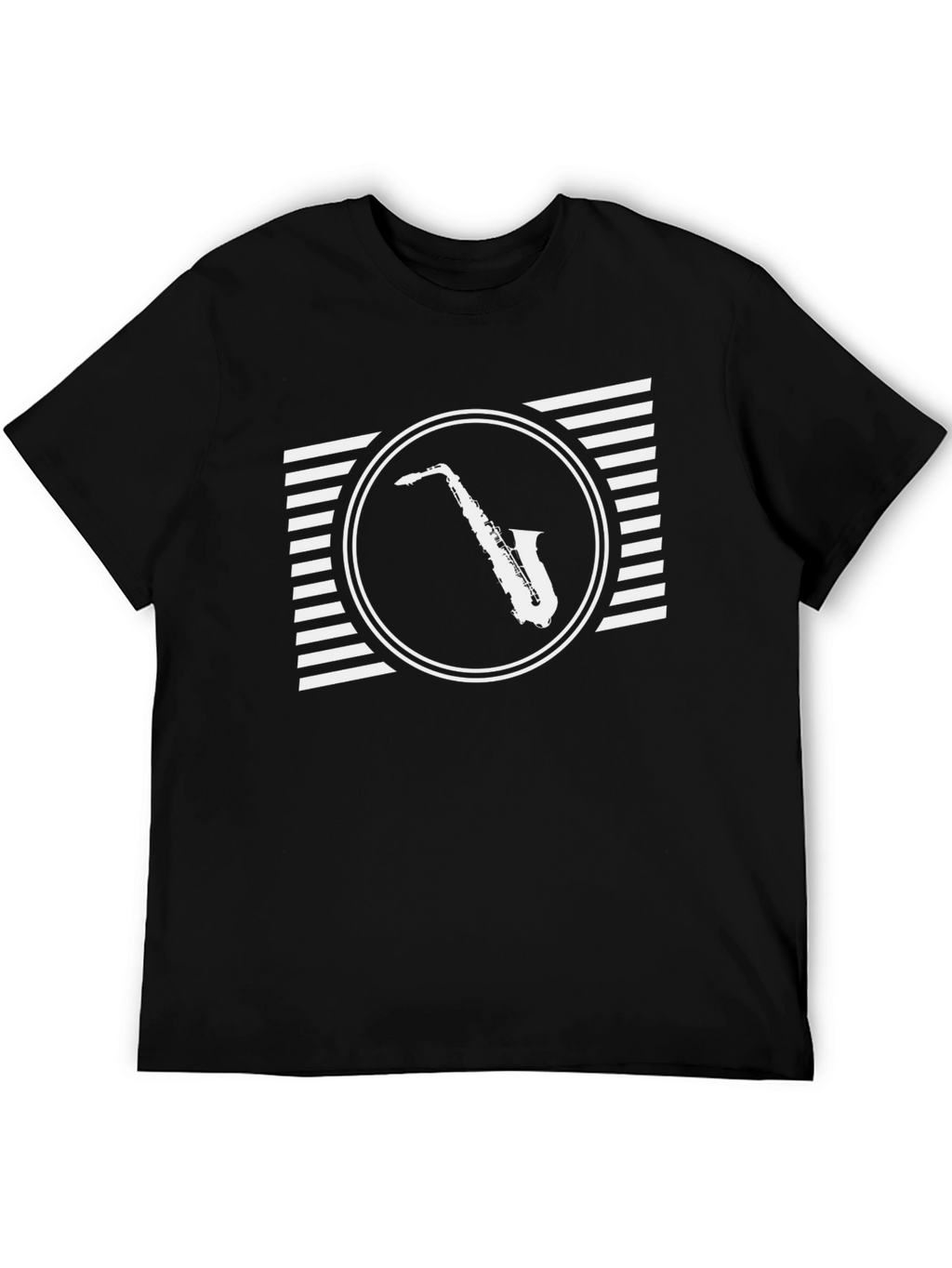 Saxophone Graphic Tee - Retro Style Black T-Shirt