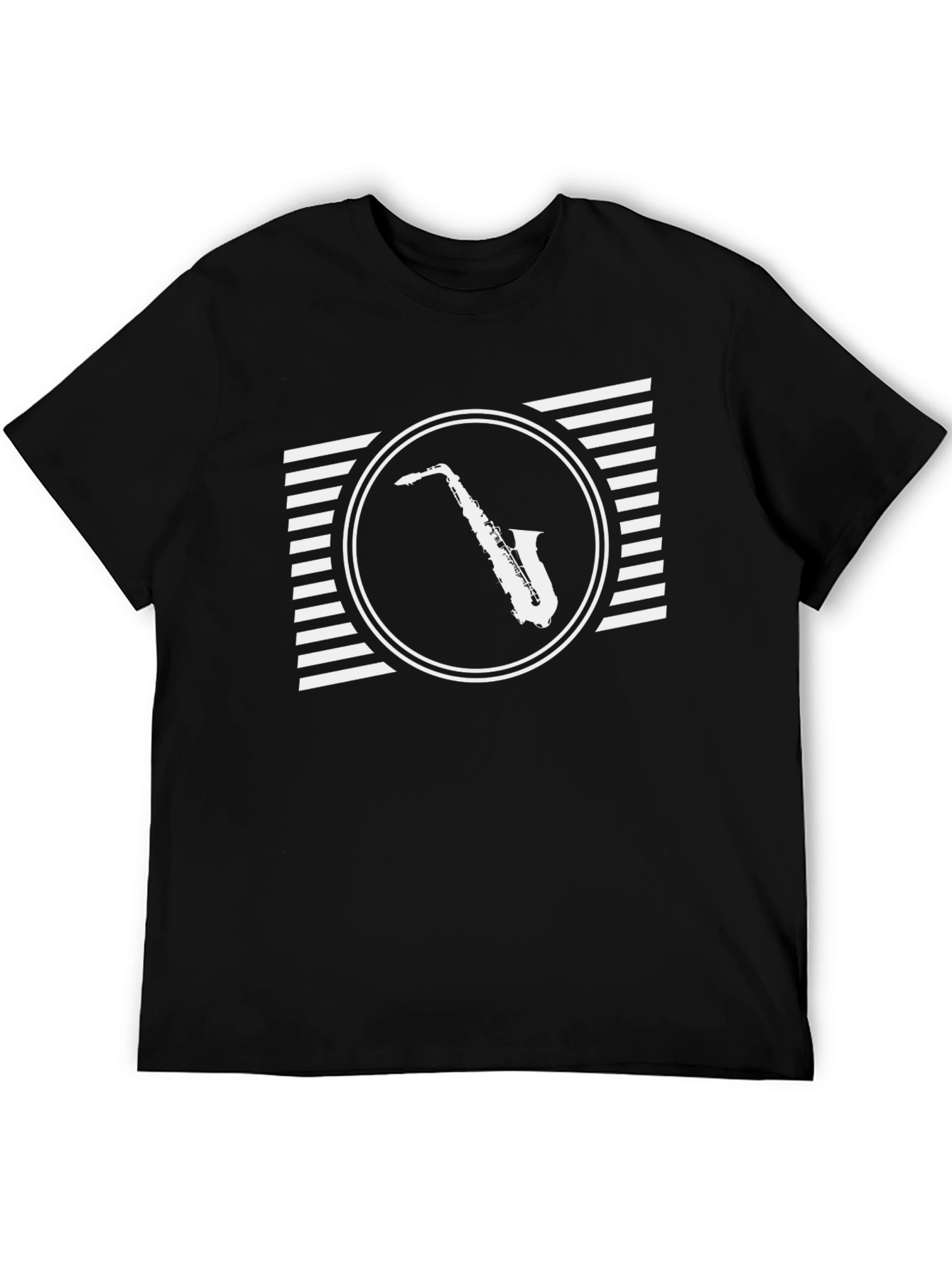 Saxophone Graphic Tee - Retro Style Black T-Shirt