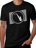 Saxophone Graphic Tee - Retro Style Black T-Shirt