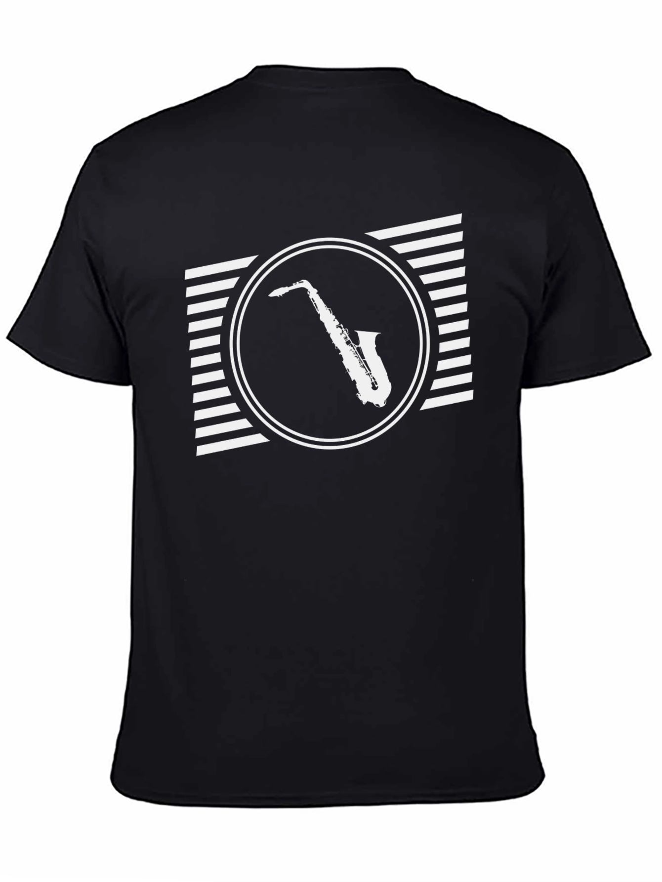 Saxophone Graphic Tee - Retro Style Black T-Shirt