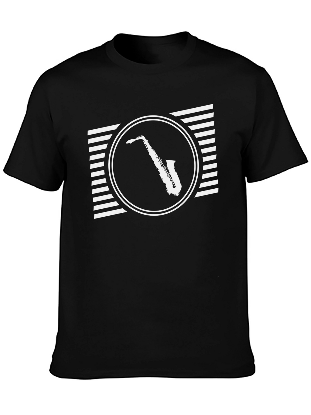 Saxophone Graphic Tee - Retro Style Black T-Shirt