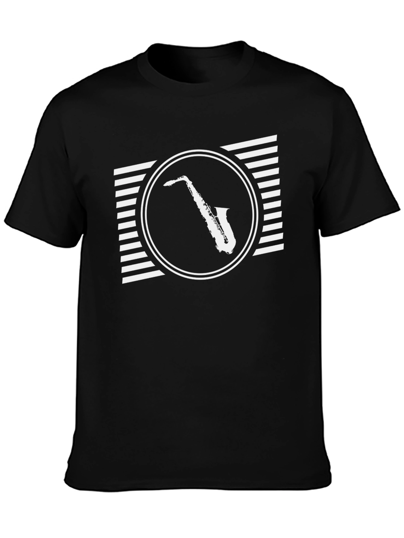 Saxophone Graphic Tee - Retro Style Black T-Shirt