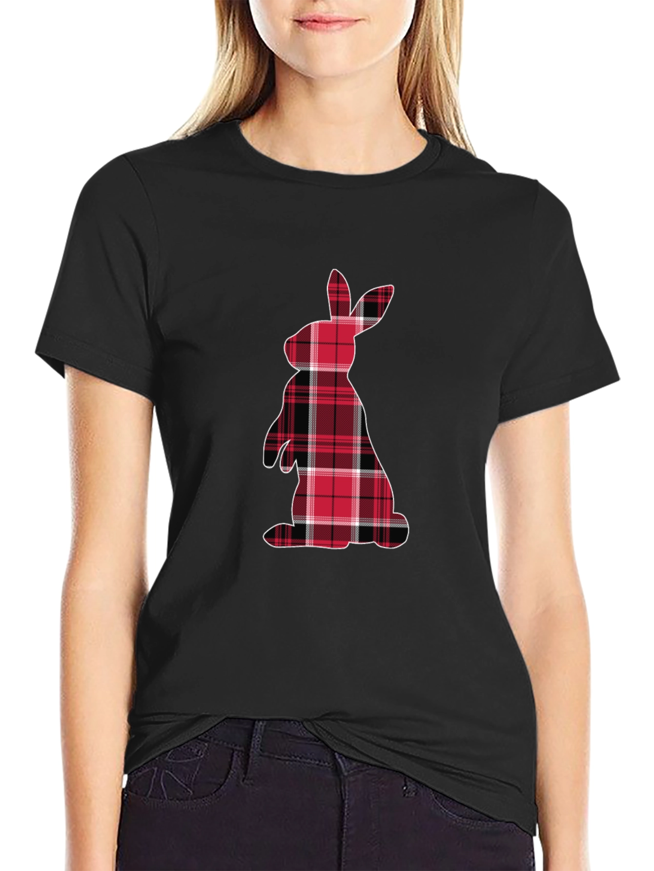 Plaid Easter Bunny Graphic Tee