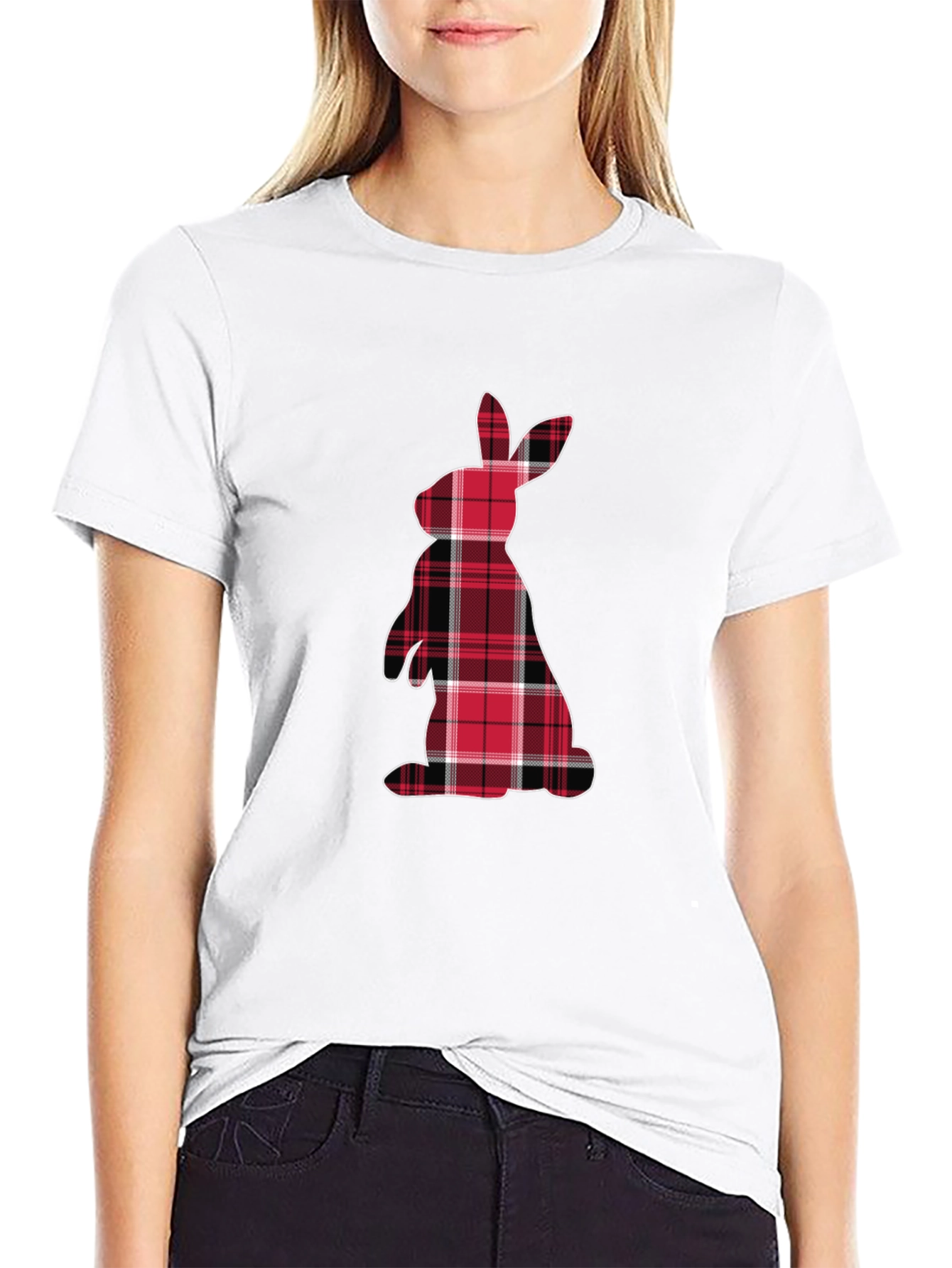 Plaid Easter Bunny Graphic Tee