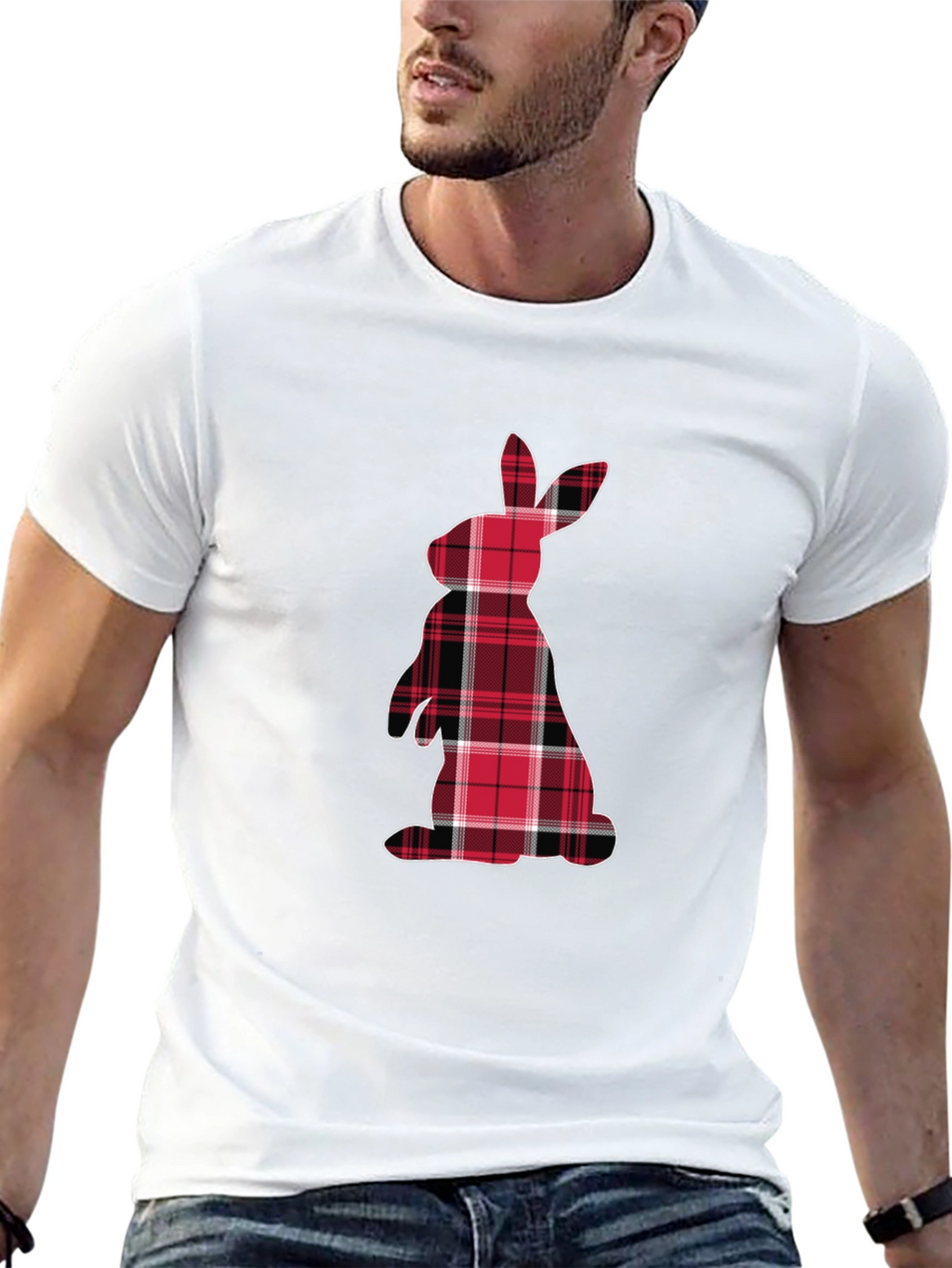 Plaid Easter Bunny Graphic Tee
