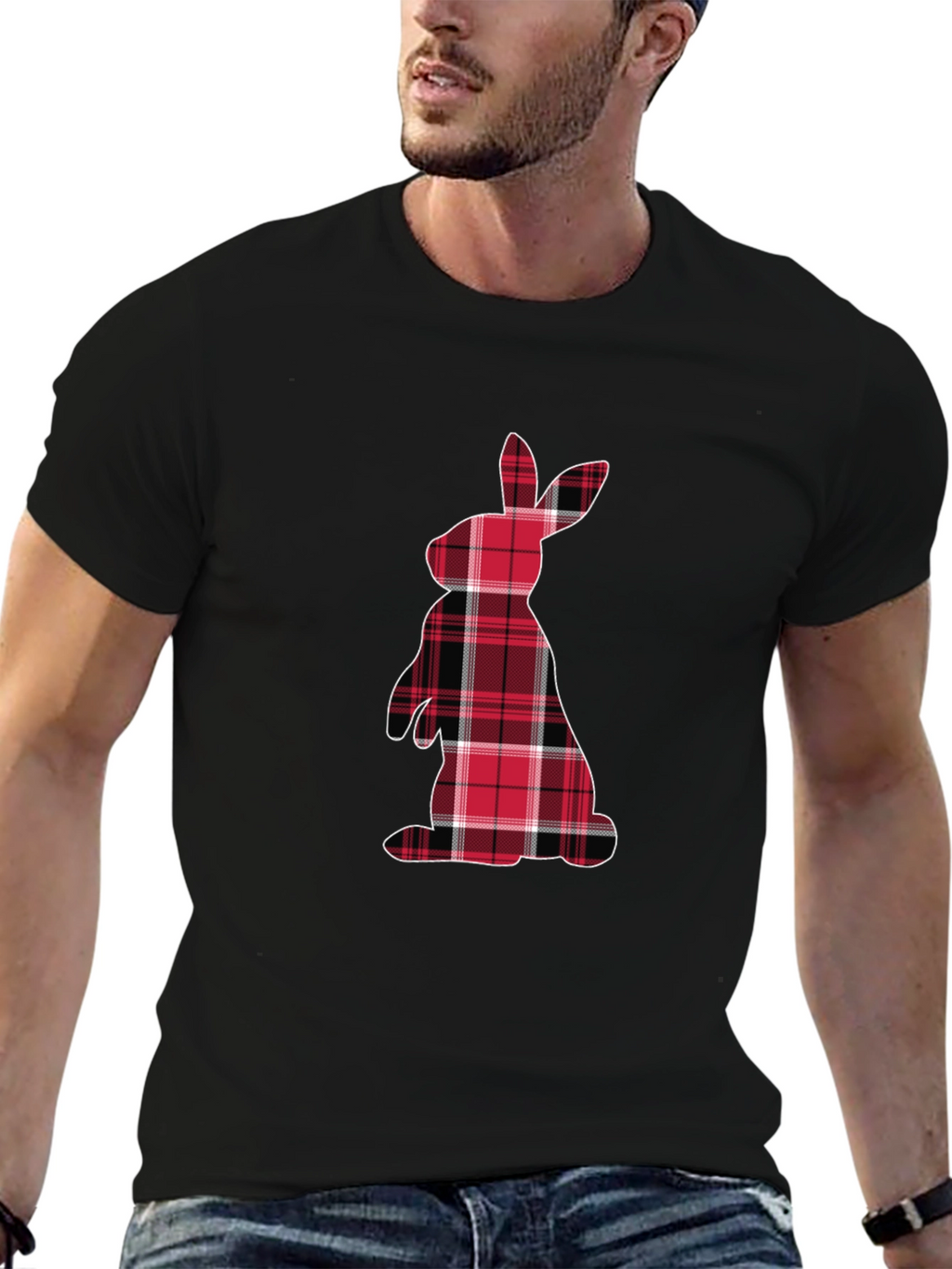 Plaid Easter Bunny Graphic Tee