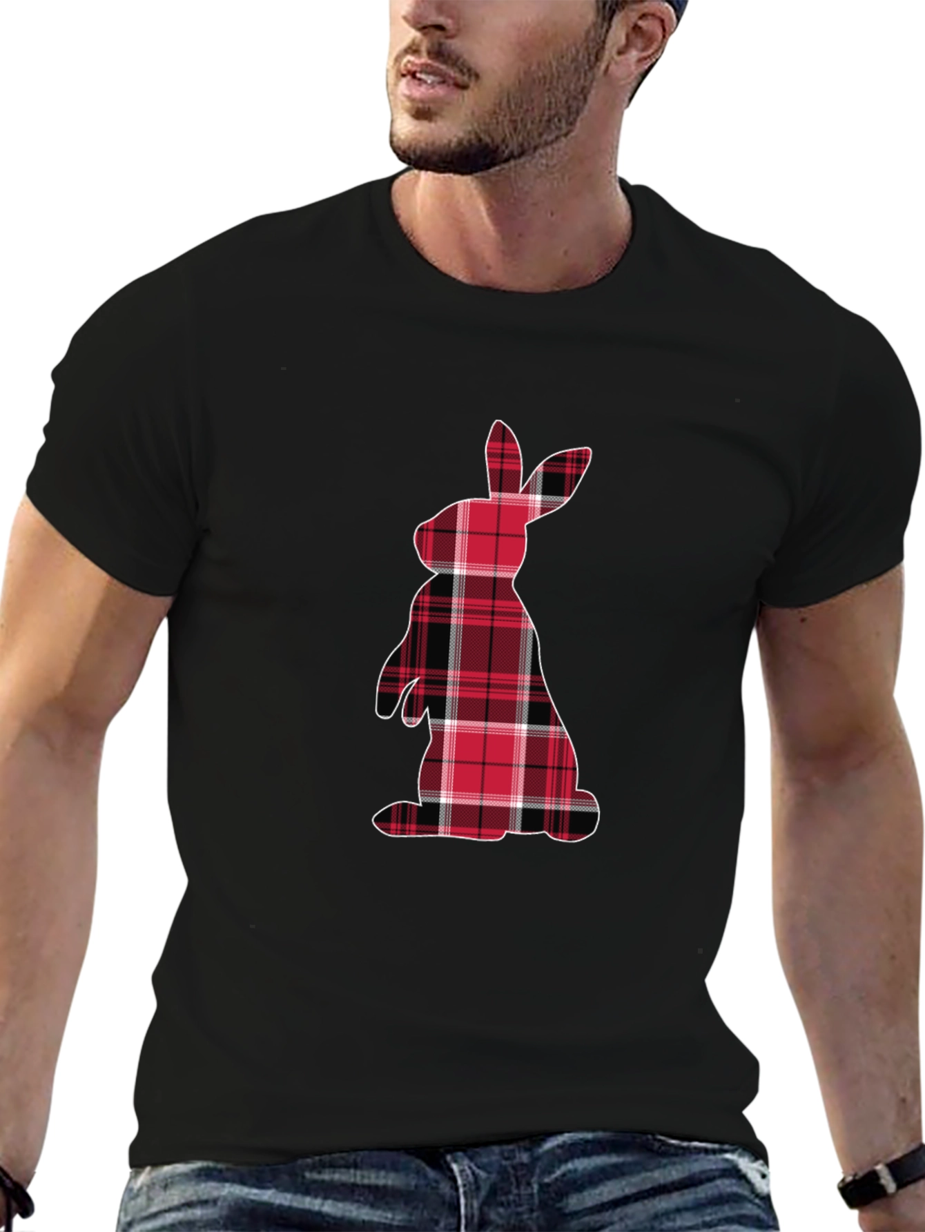 Plaid Easter Bunny Graphic Tee
