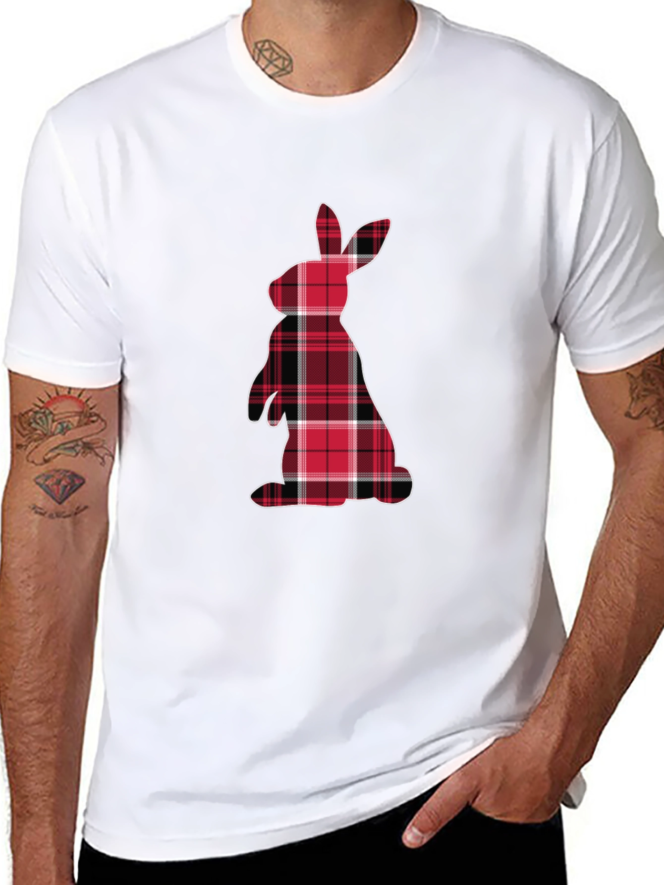 Plaid Easter Bunny Graphic Tee