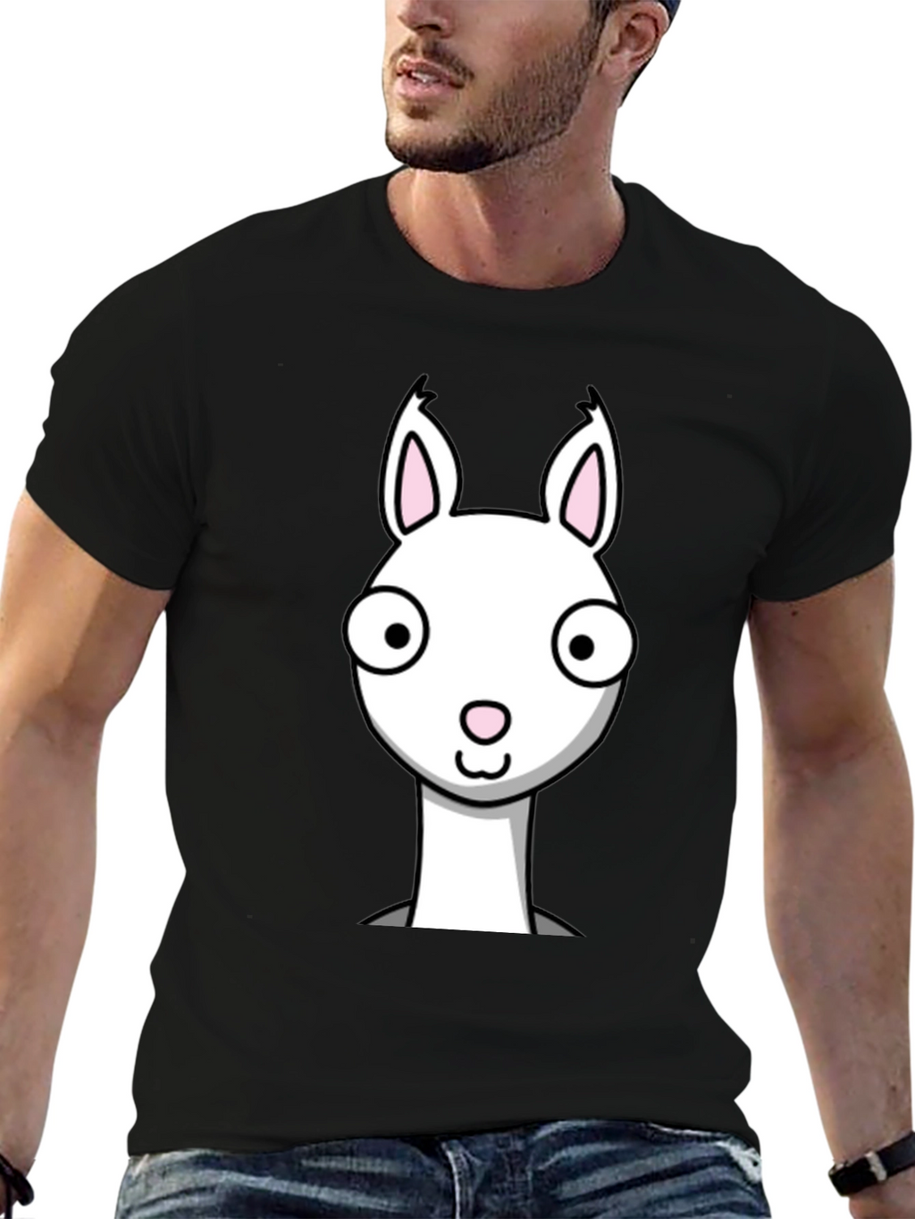 Funny Llama Graphic Tee - Black Cotton T-Shirt