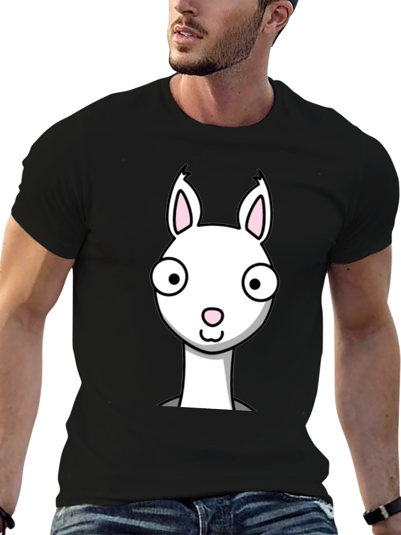 Funny Llama Graphic Tee - Black Cotton T-Shirt