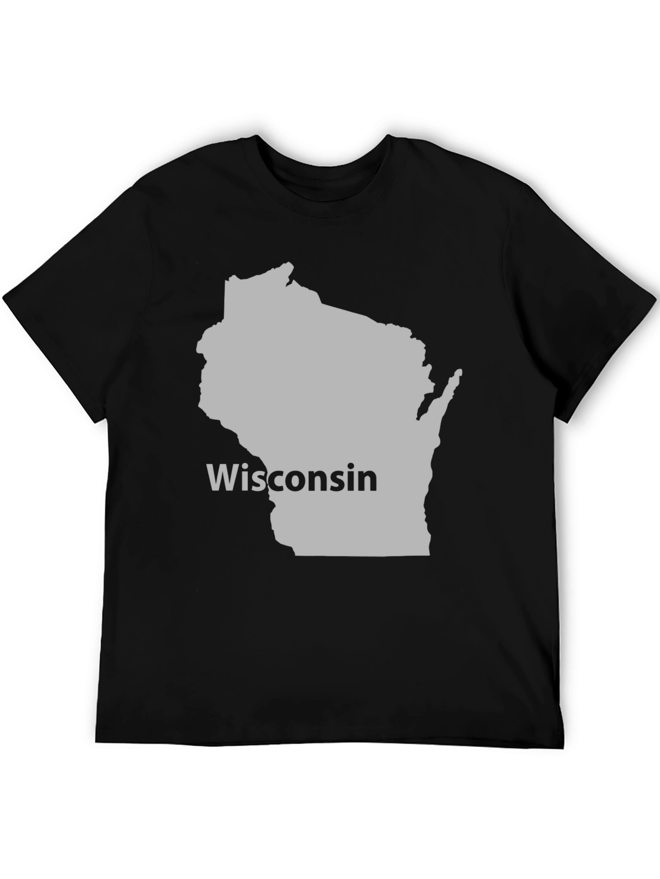 Wisconsin State Map T-Shirt - Black