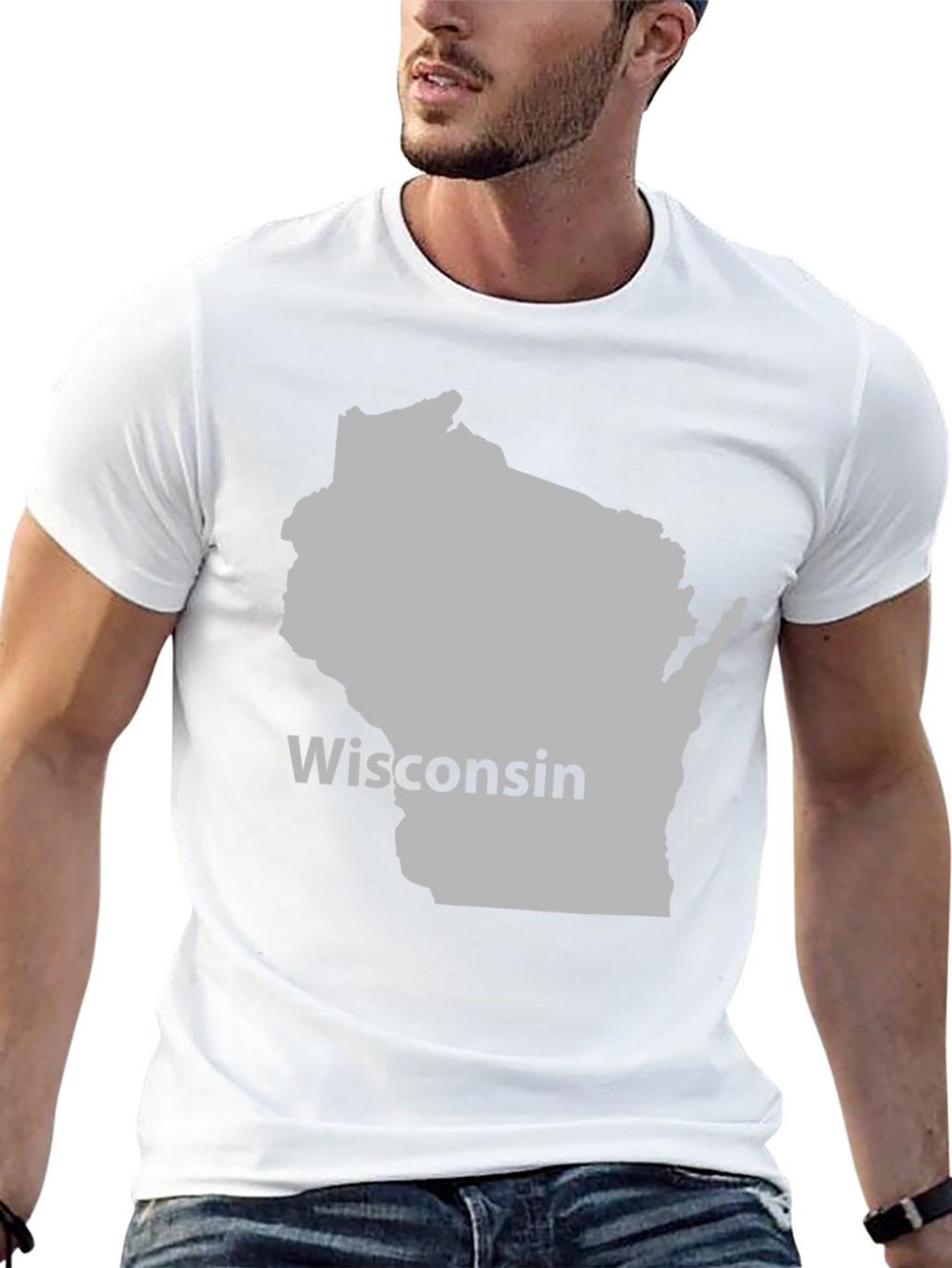 Wisconsin State Map T-Shirt - Black