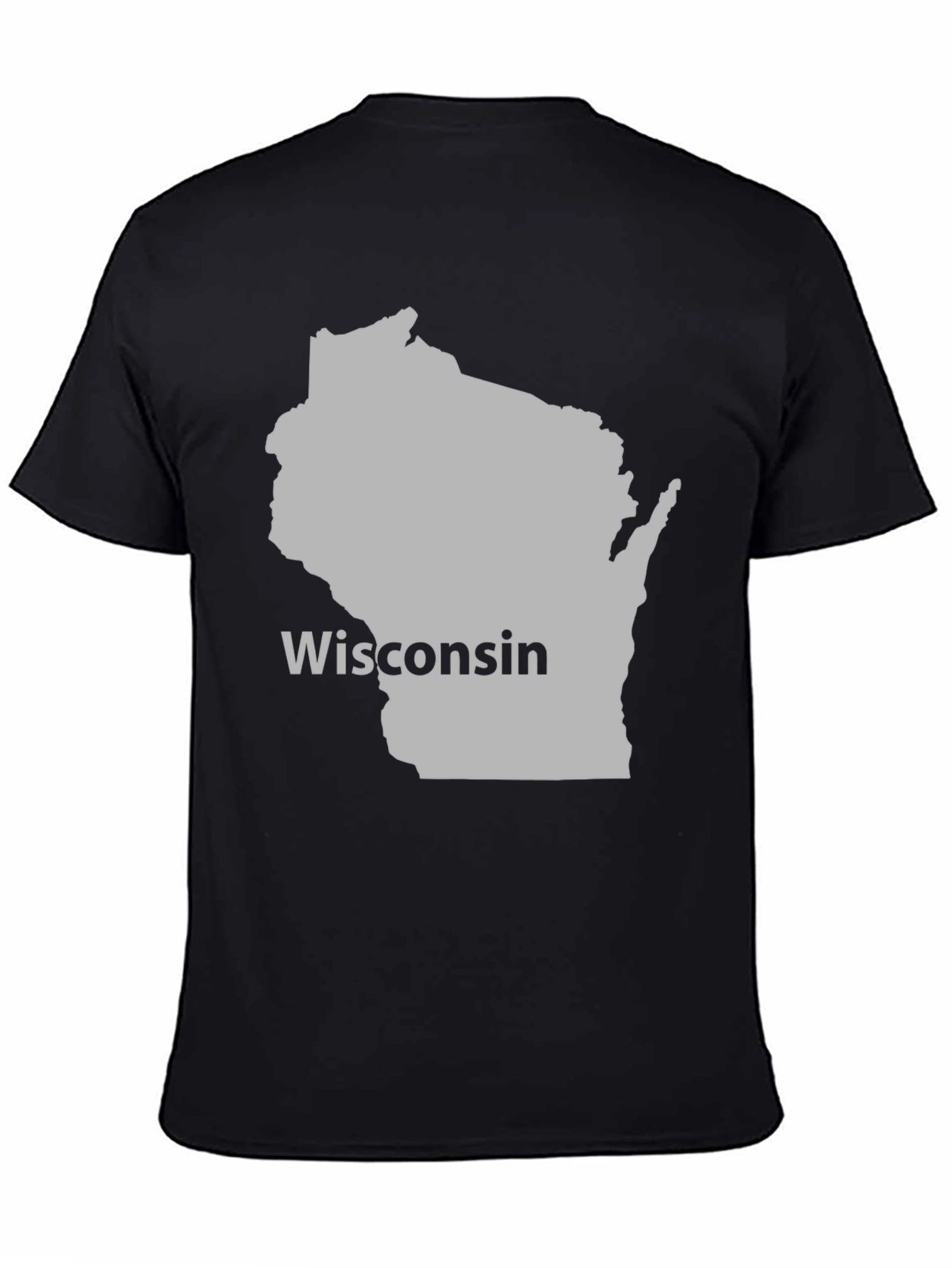 Wisconsin State Map T-Shirt - Black