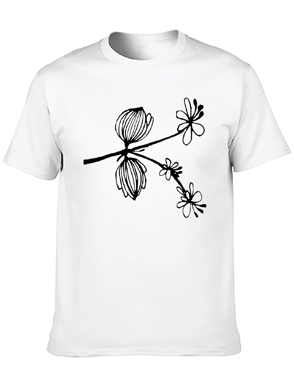 Botanical Branch Graphic Black T-Shirt