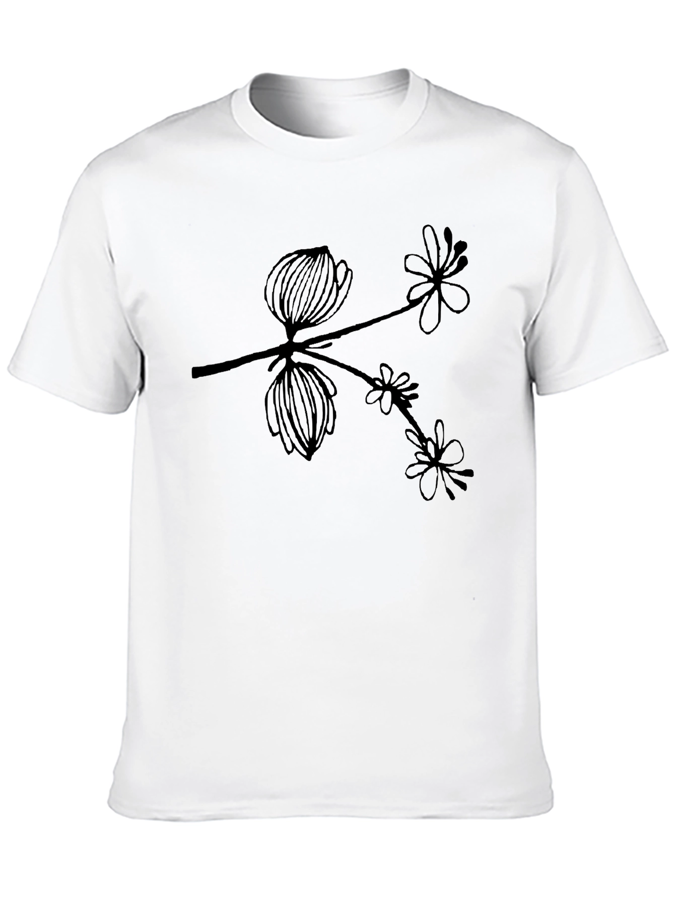 Botanical Branch Graphic Black T-Shirt