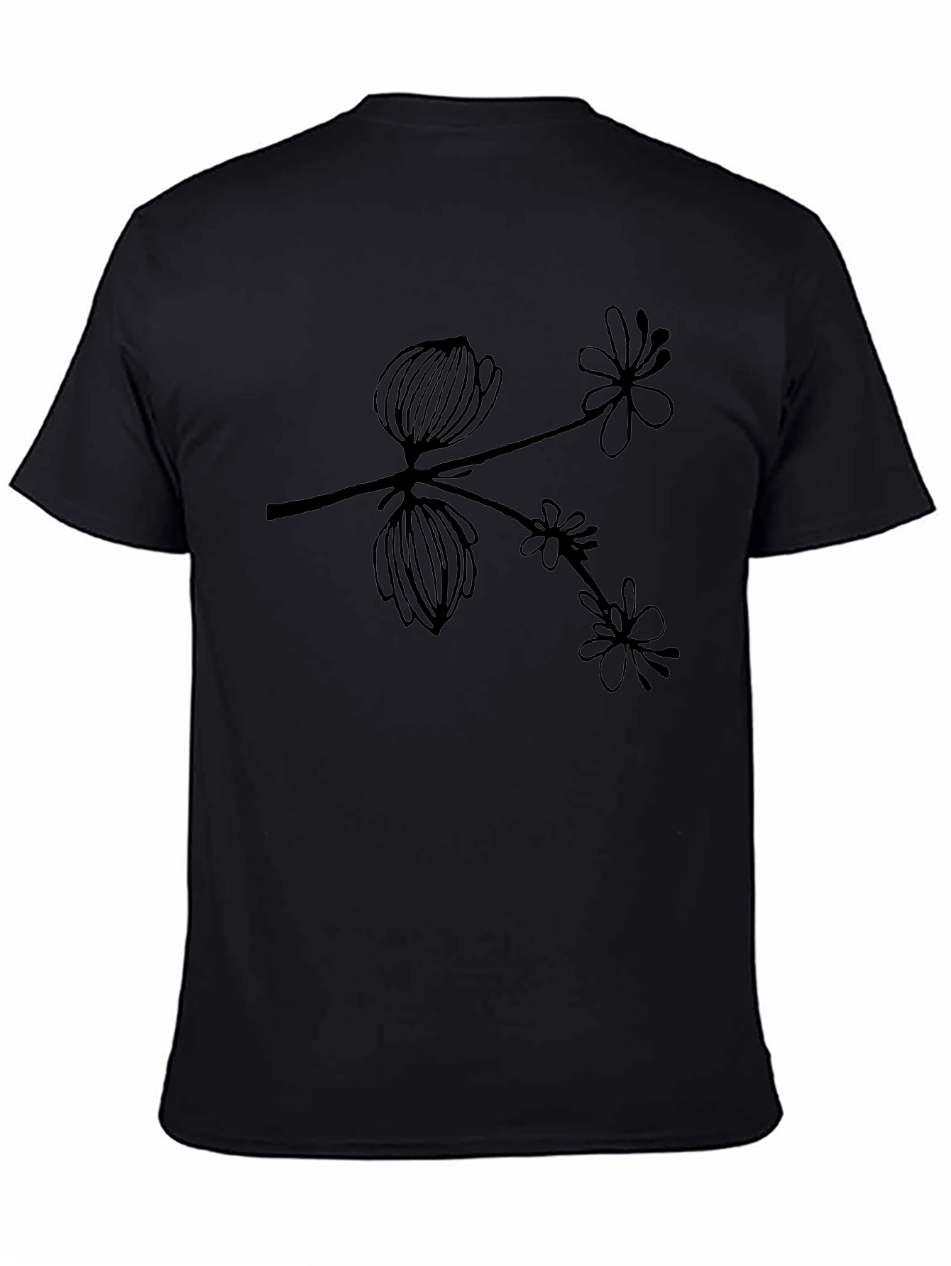 Botanical Branch Graphic Black T-Shirt
