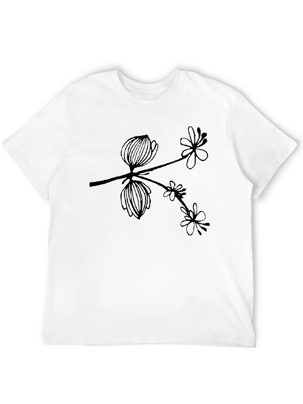 Botanical Branch Graphic Black T-Shirt
