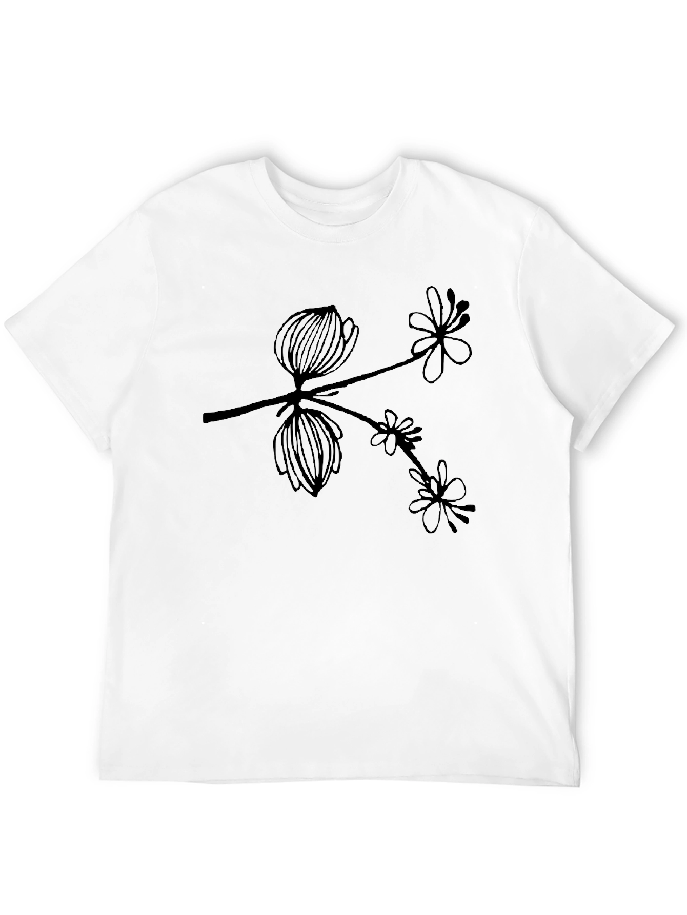 Botanical Branch Graphic Black T-Shirt