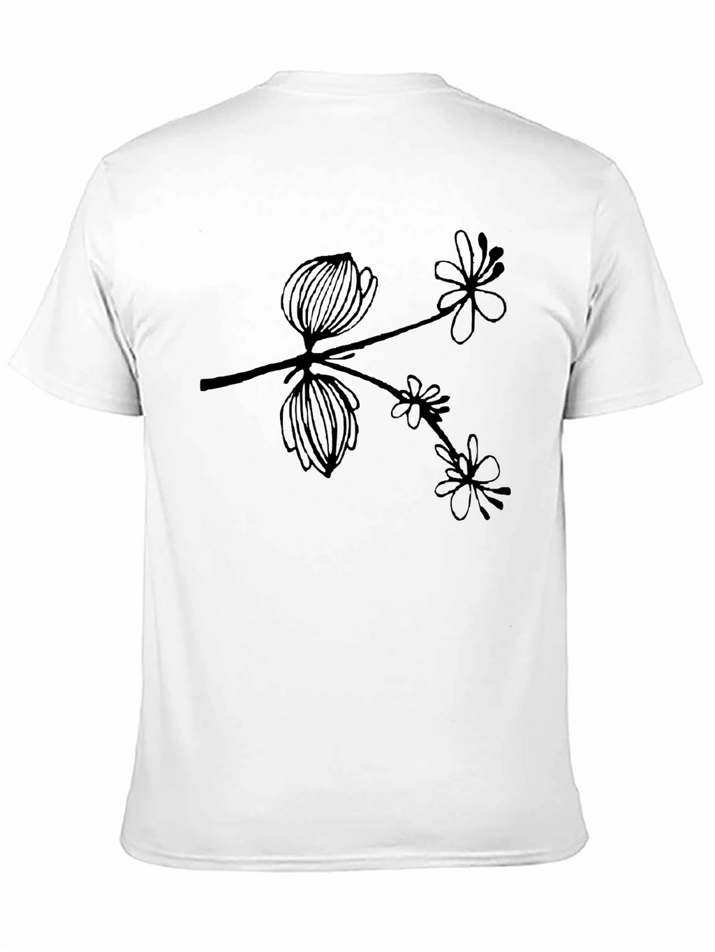 Botanical Branch Graphic Black T-Shirt