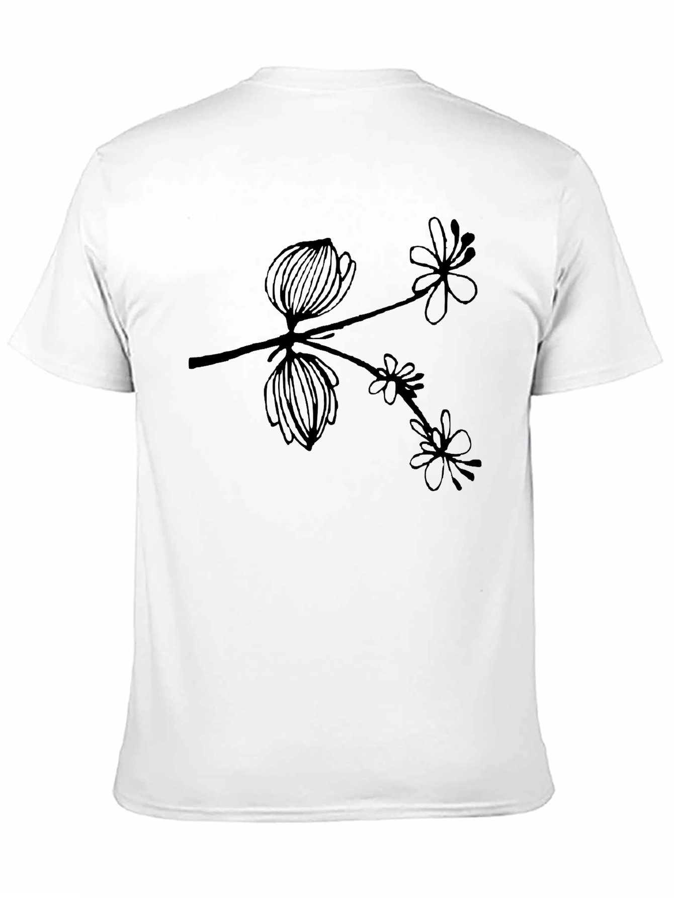 Botanical Branch Graphic Black T-Shirt
