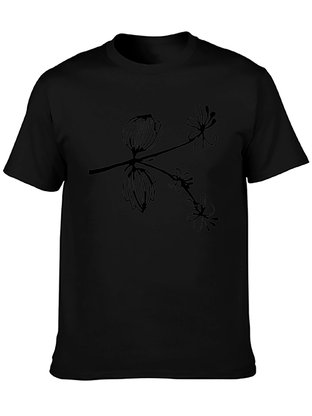 Botanical Branch Graphic Black T-Shirt
